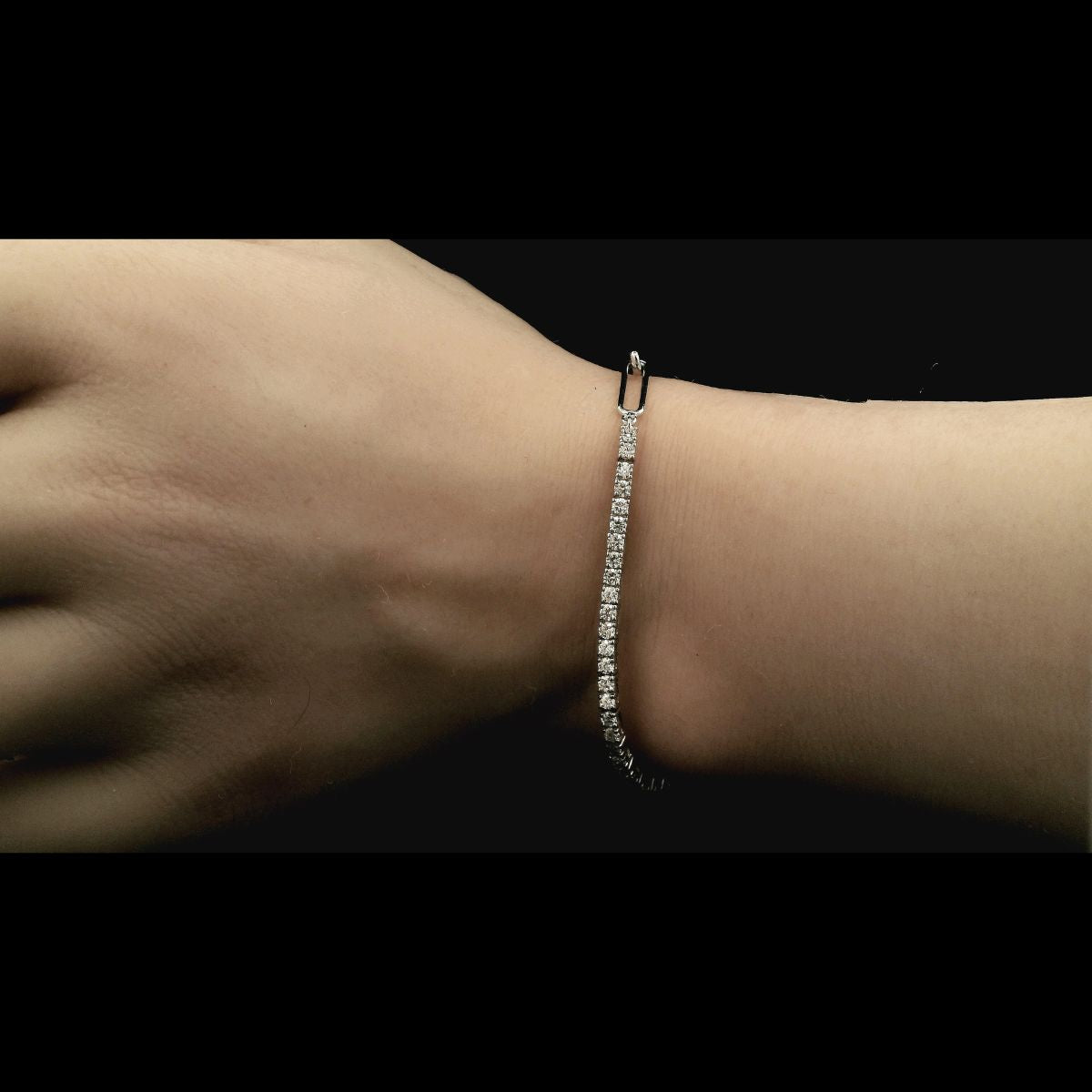 Paper Clip Diamond Tennis Bracelet