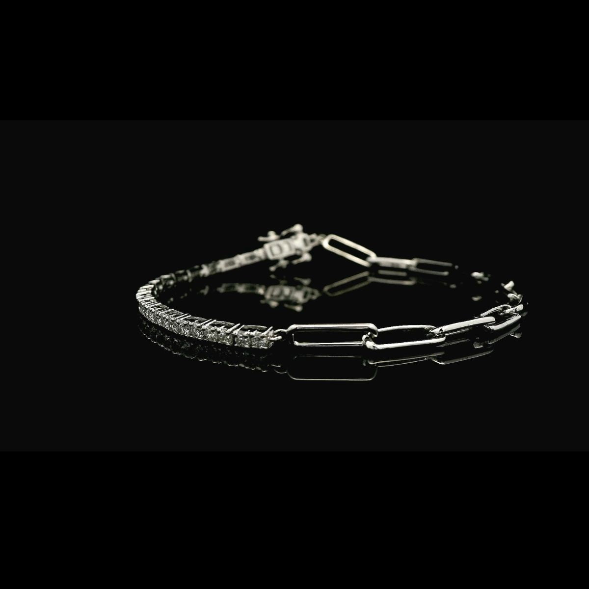 Paper Clip Diamond Tennis Bracelet