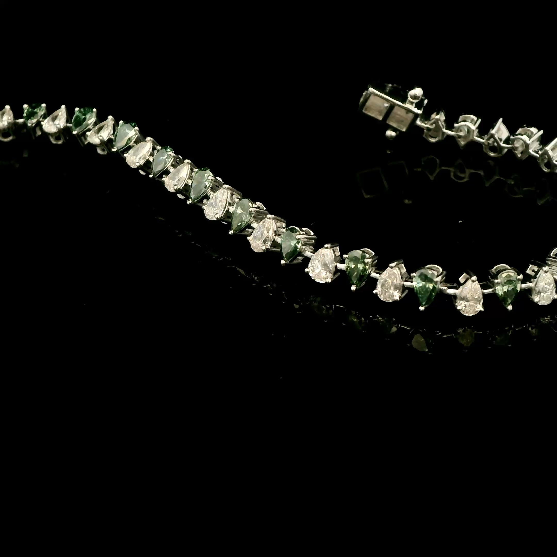 Emerald pear shape and Diamond Bracelet By MaMél Lux