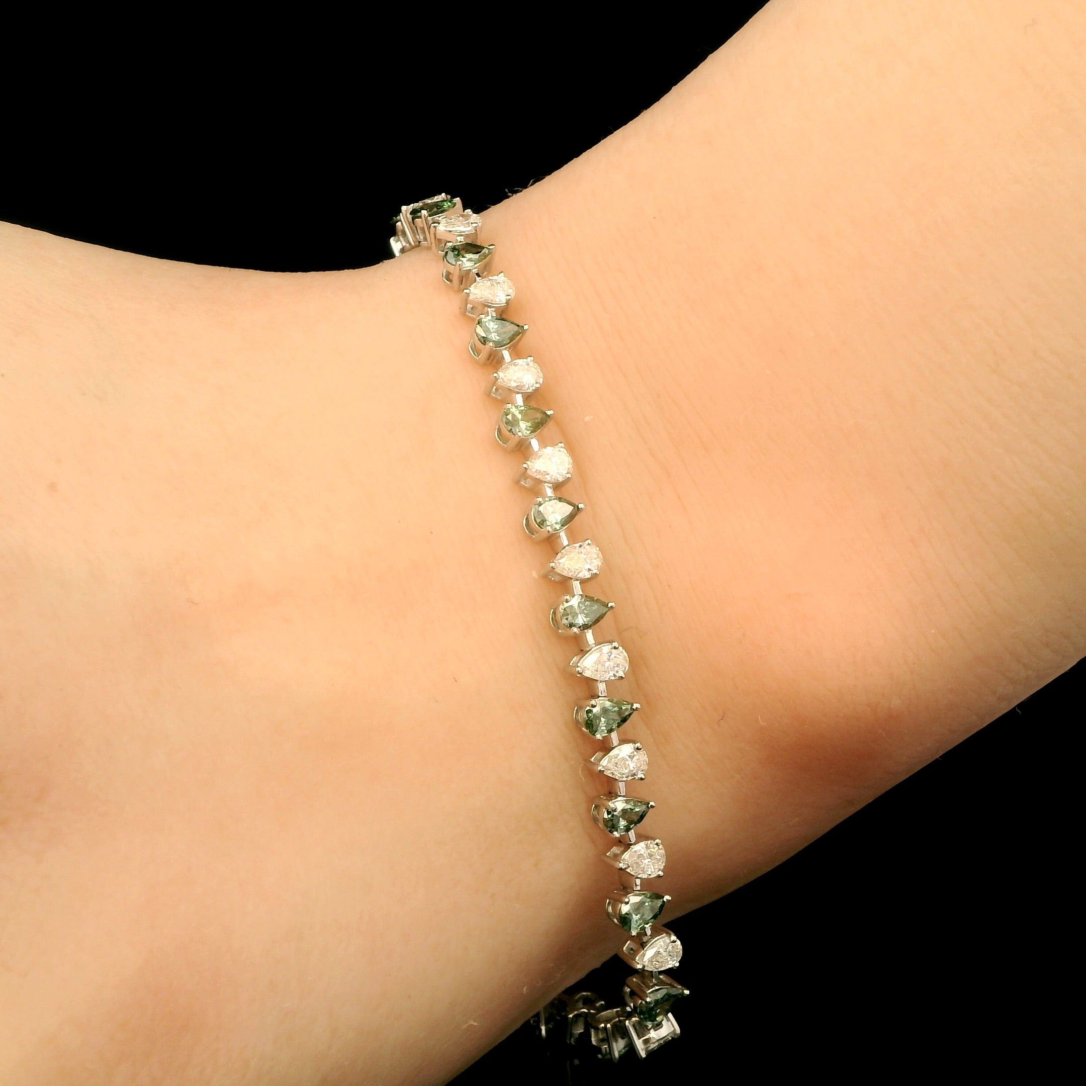 Emerald pear shape and Diamond Bracelet By MaMél Lux