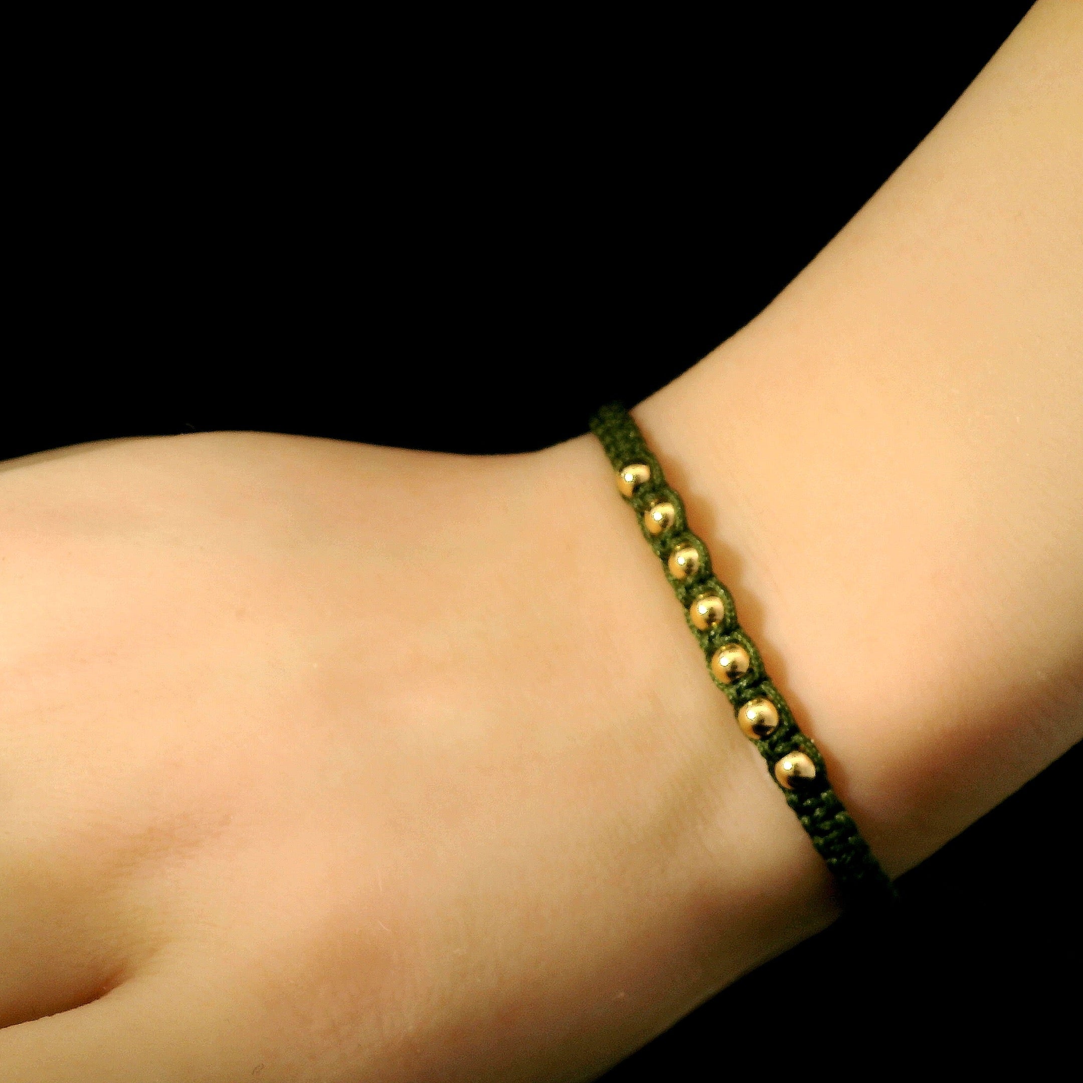 Adjustable 14K Gold Bead Woven Bracelet