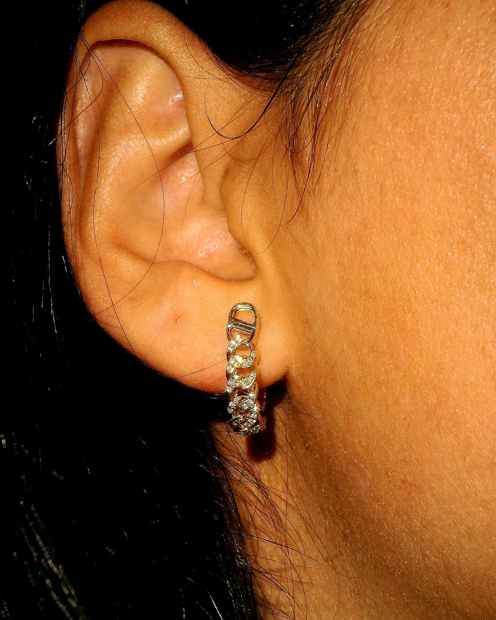 Havana Glow Natural Diamond Cuban Hoops