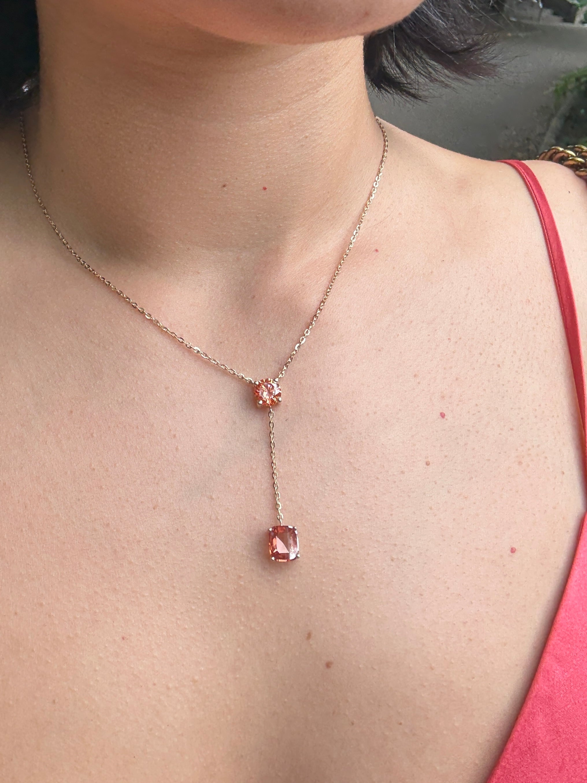 Orange Lab-Grown Diamond Drop Necklace – 14kt Gold | MaMél Lux