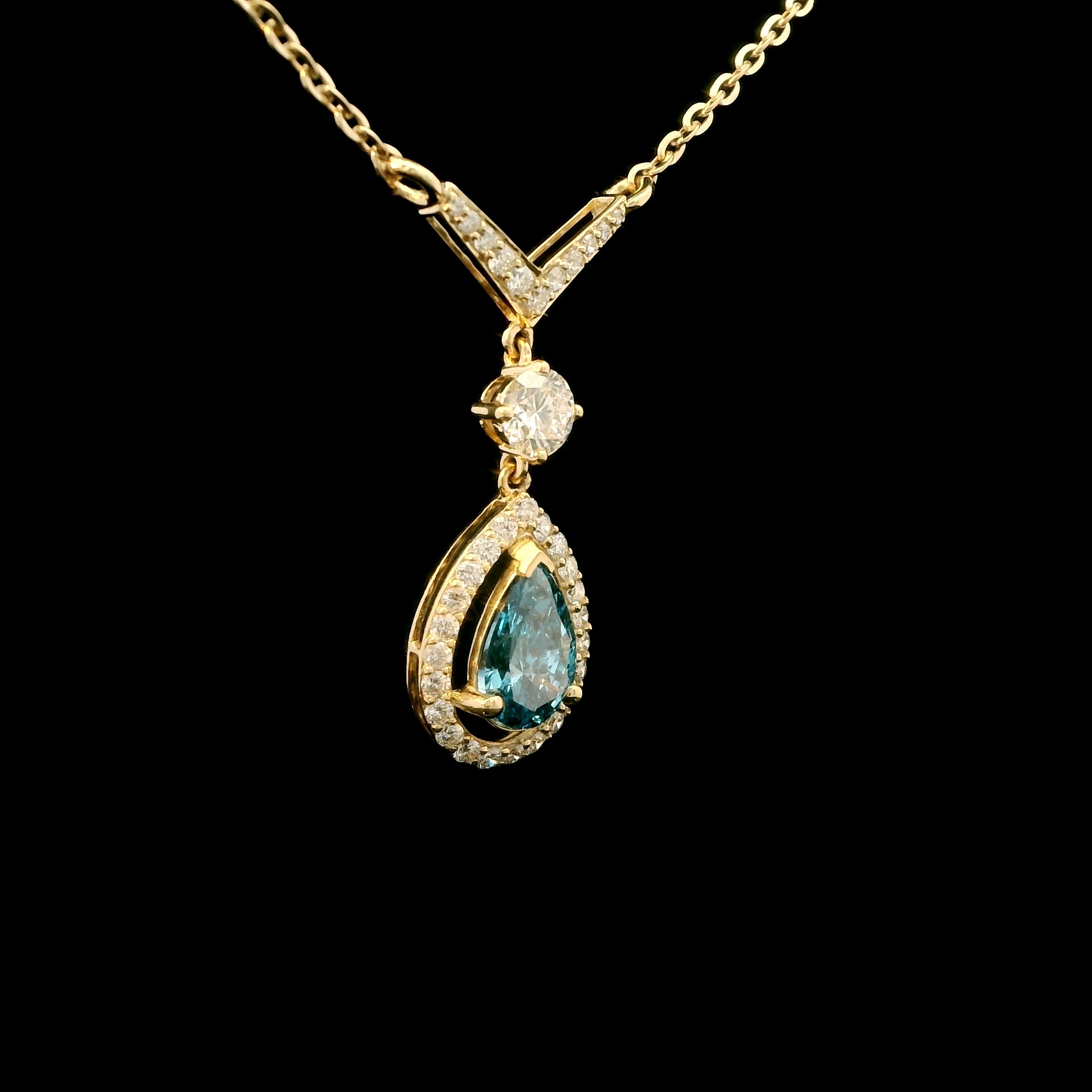 Blue Teardrop Diamond Pendant – MaMél Lux