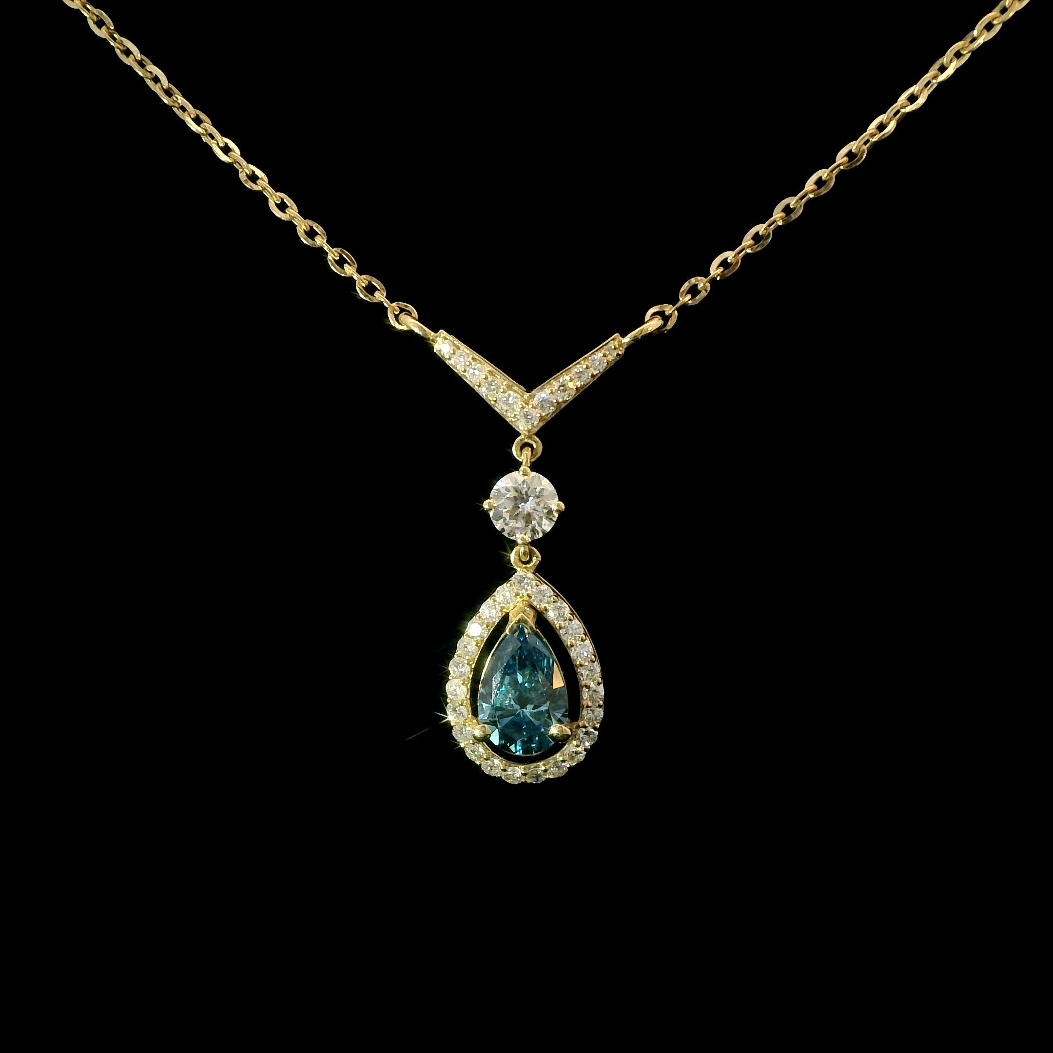 Blue Teardrop Diamond Pendant – MaMél Lux