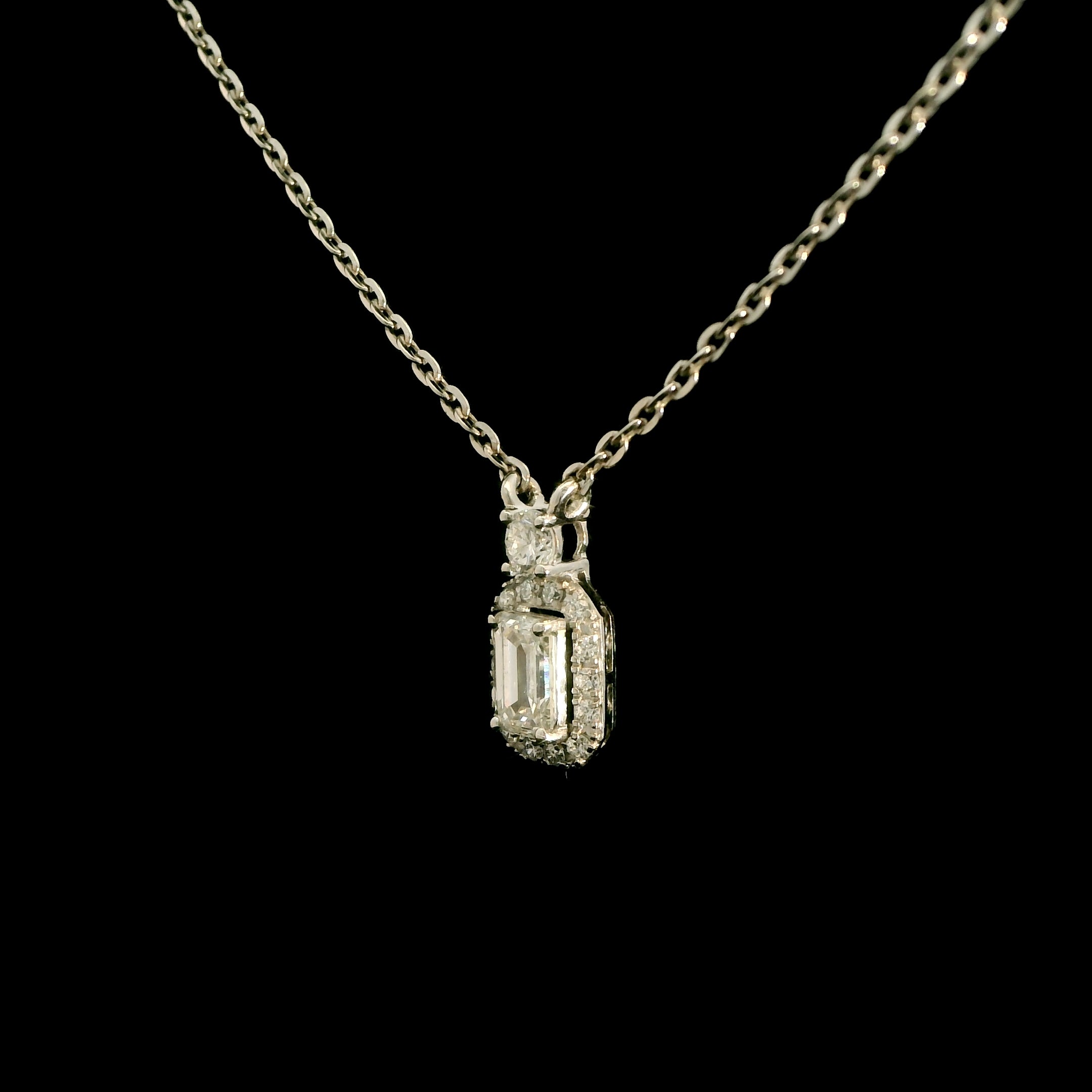 The Radiant Grace Emerald Cut Halo Necklace by MaMel Lux
