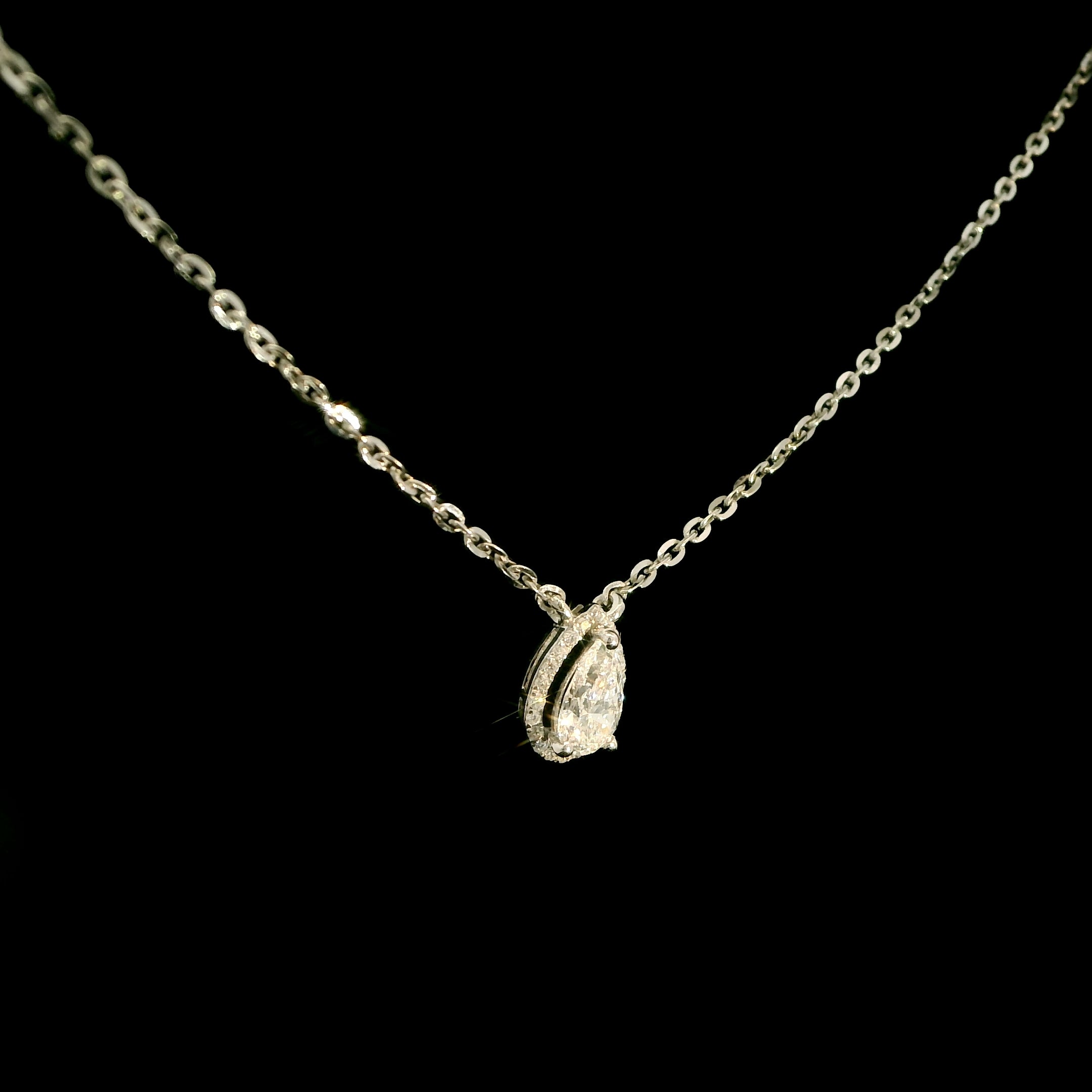 The Teardrop of Light Necklace Pear Shape Diamond Pendant by MaMel Lux