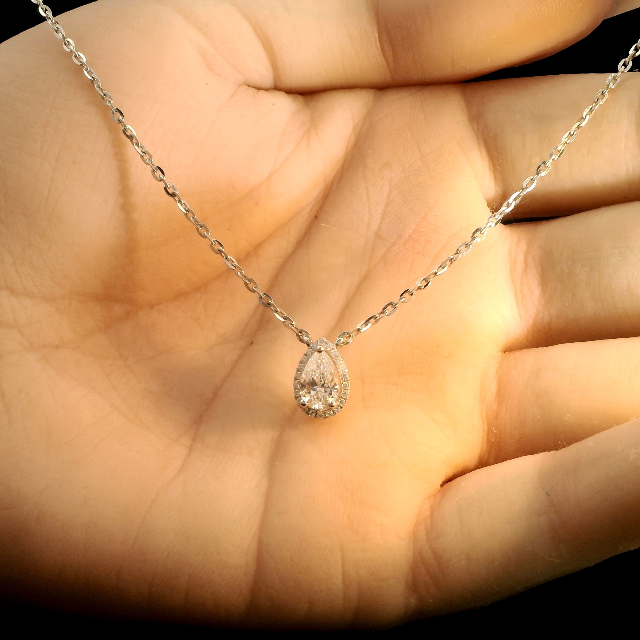 The Teardrop of Light Necklace Pear Shape Diamond Pendant by MaMel Lux