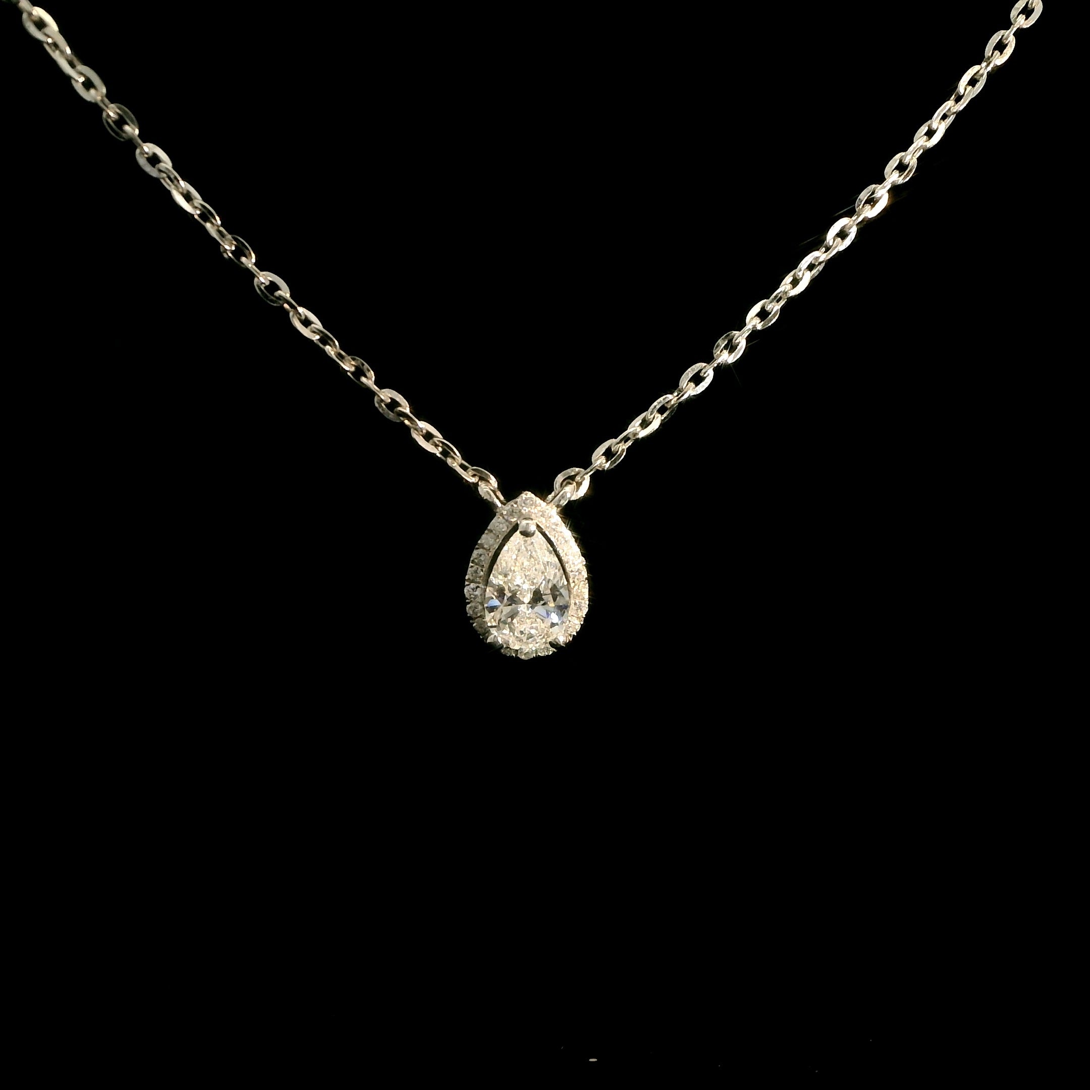 The Teardrop of Light Necklace Pear Shape Diamond Pendant by MaMel Lux