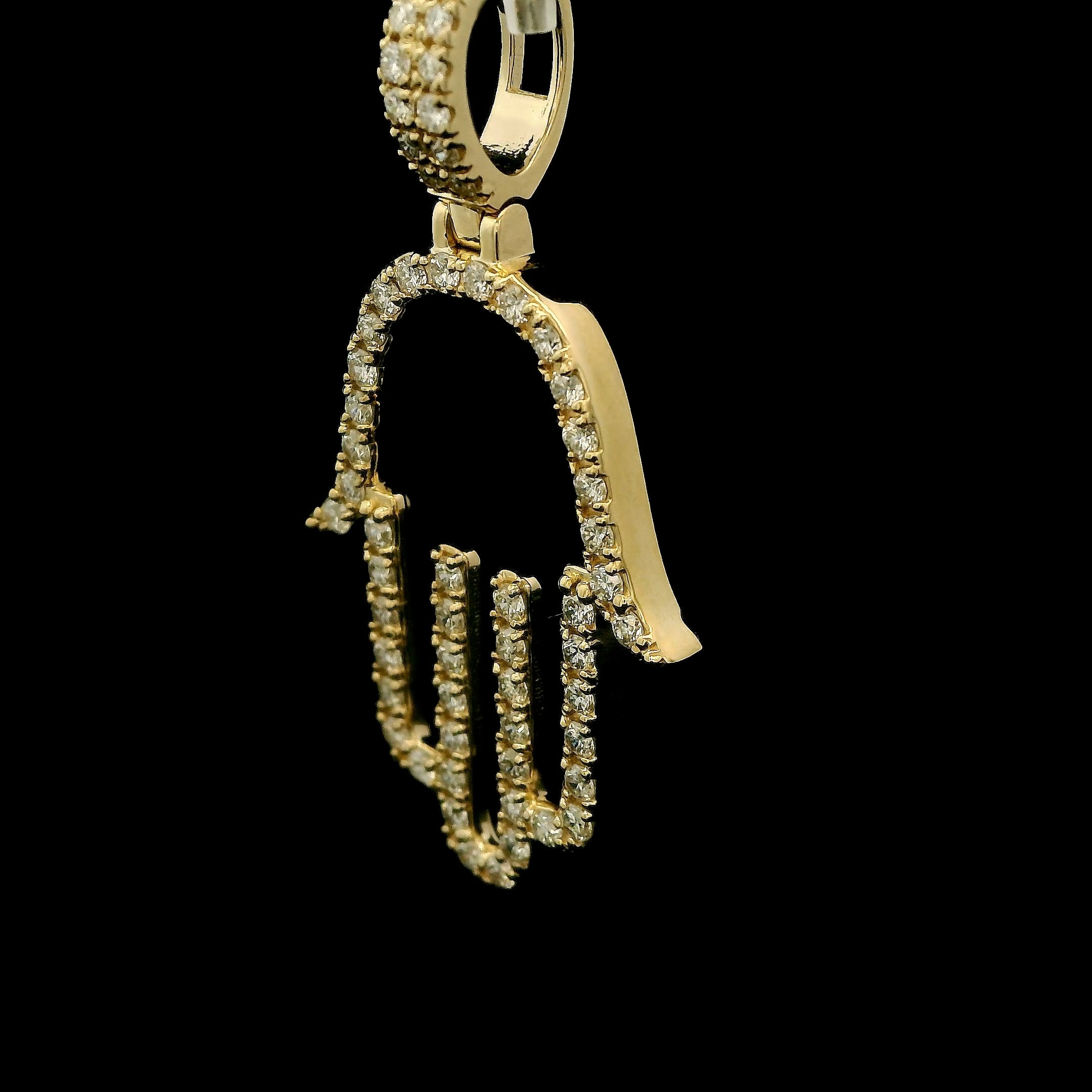 Large Diamond Hamsa Gold Pendant