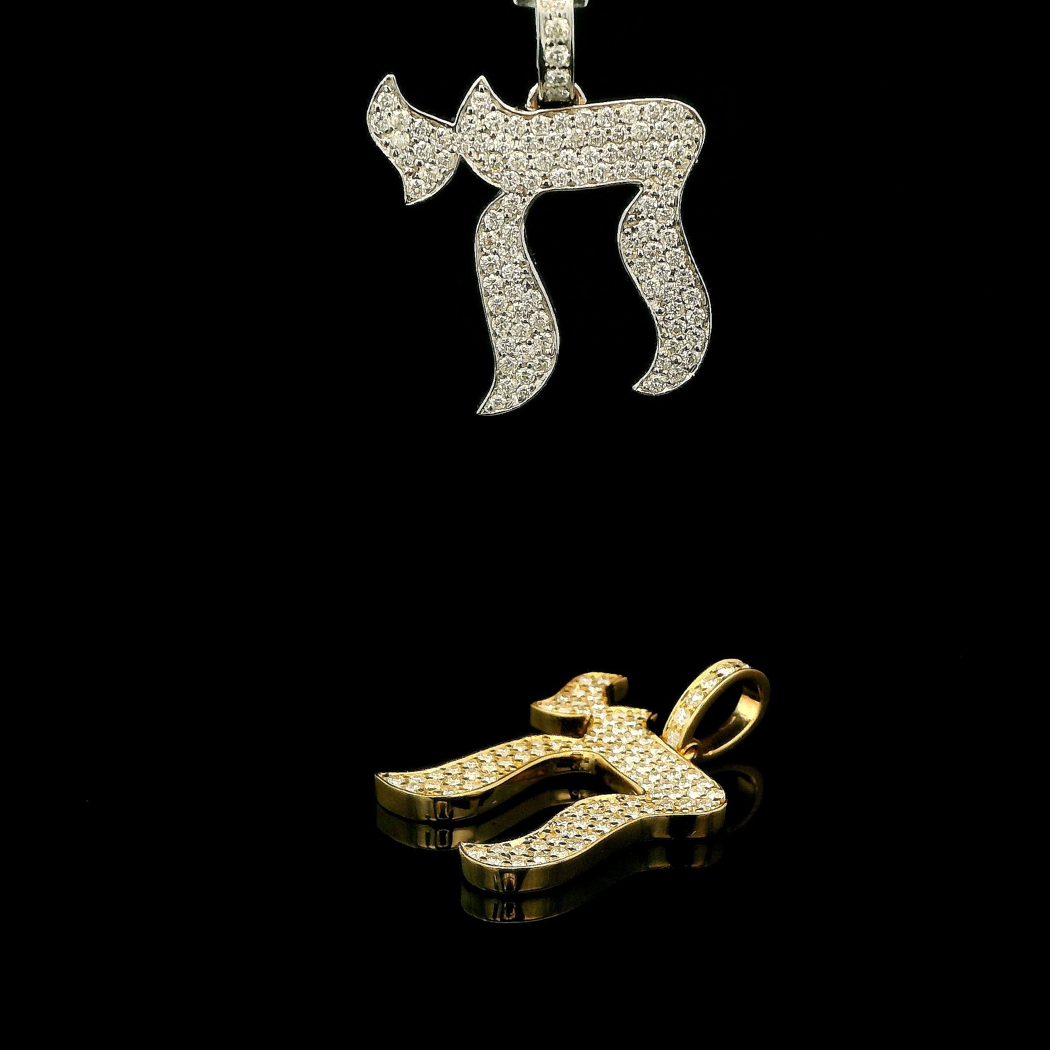 Medium Gold and Diamond Chai Pendant