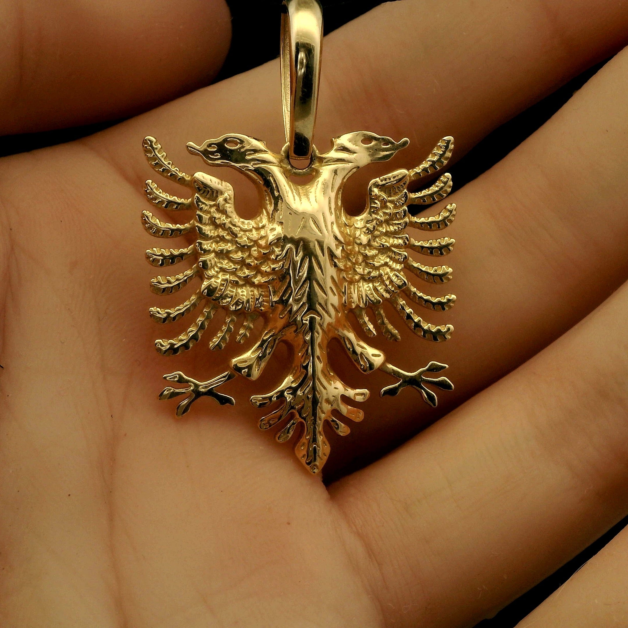 Medium Albanian eagle gold pendant