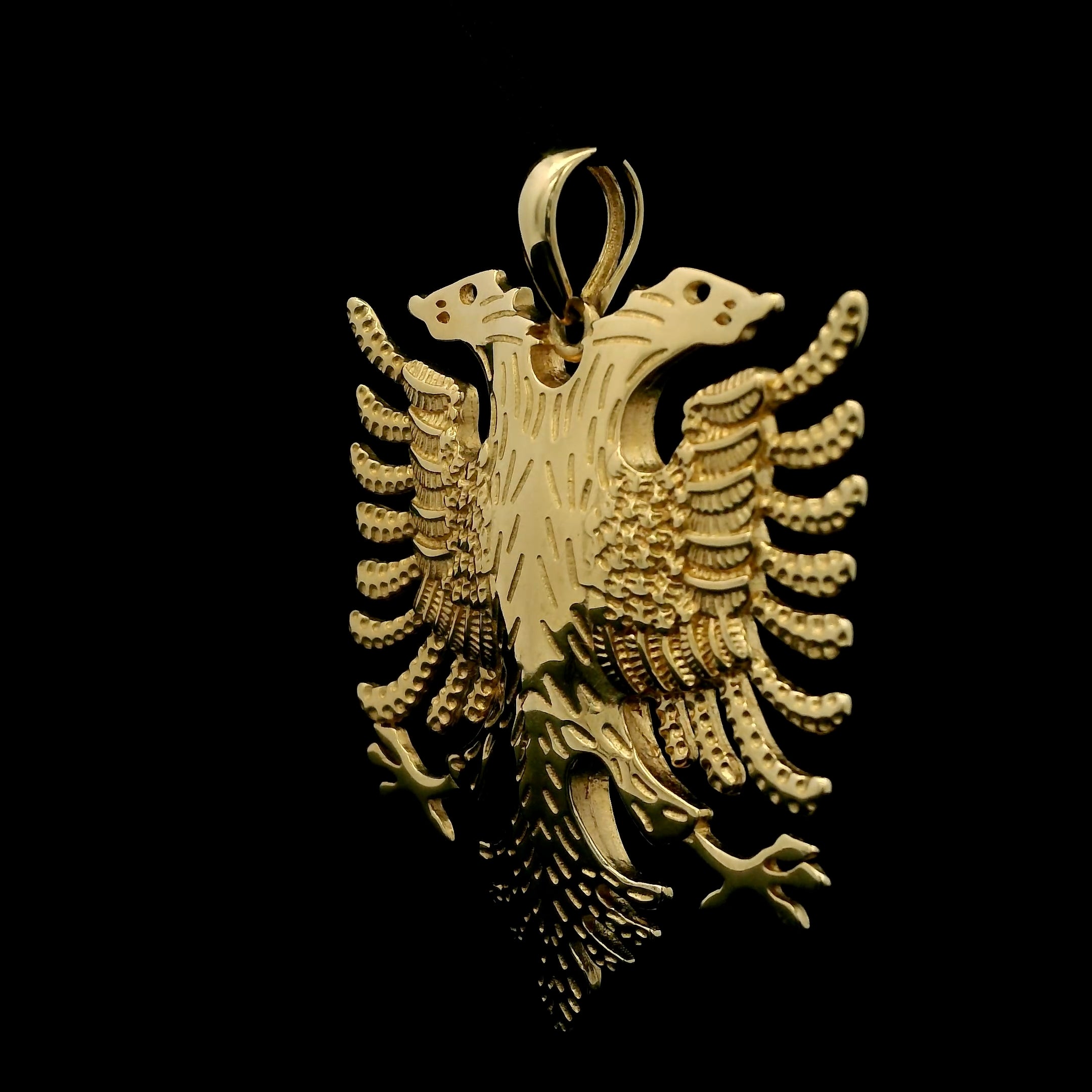 Large Albanian eagle gold pendant