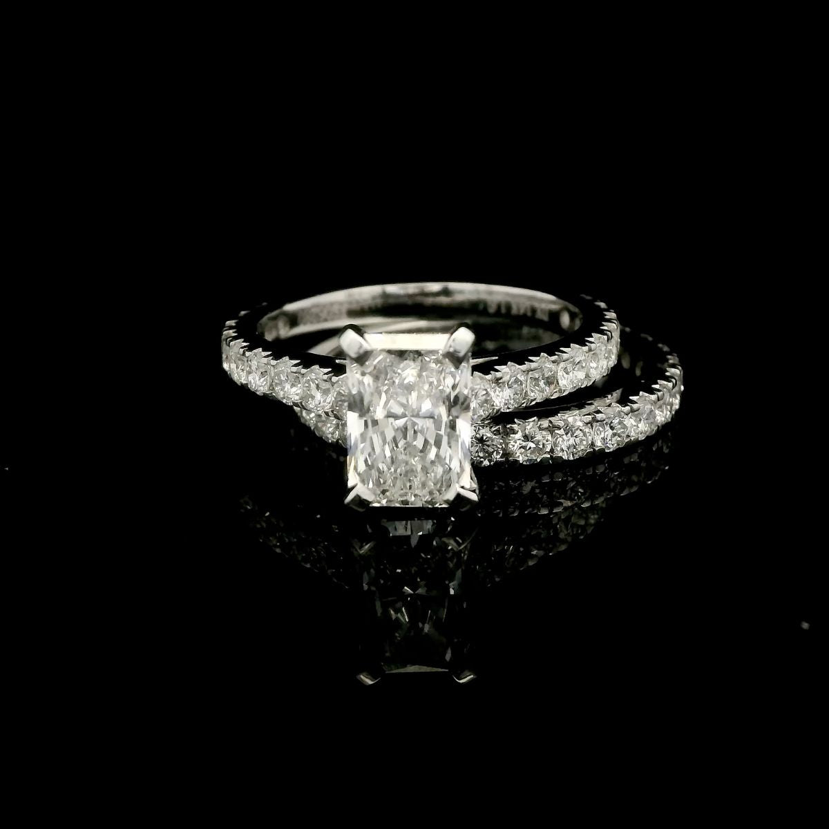 Elegant Radiant Engagement Ring Set
