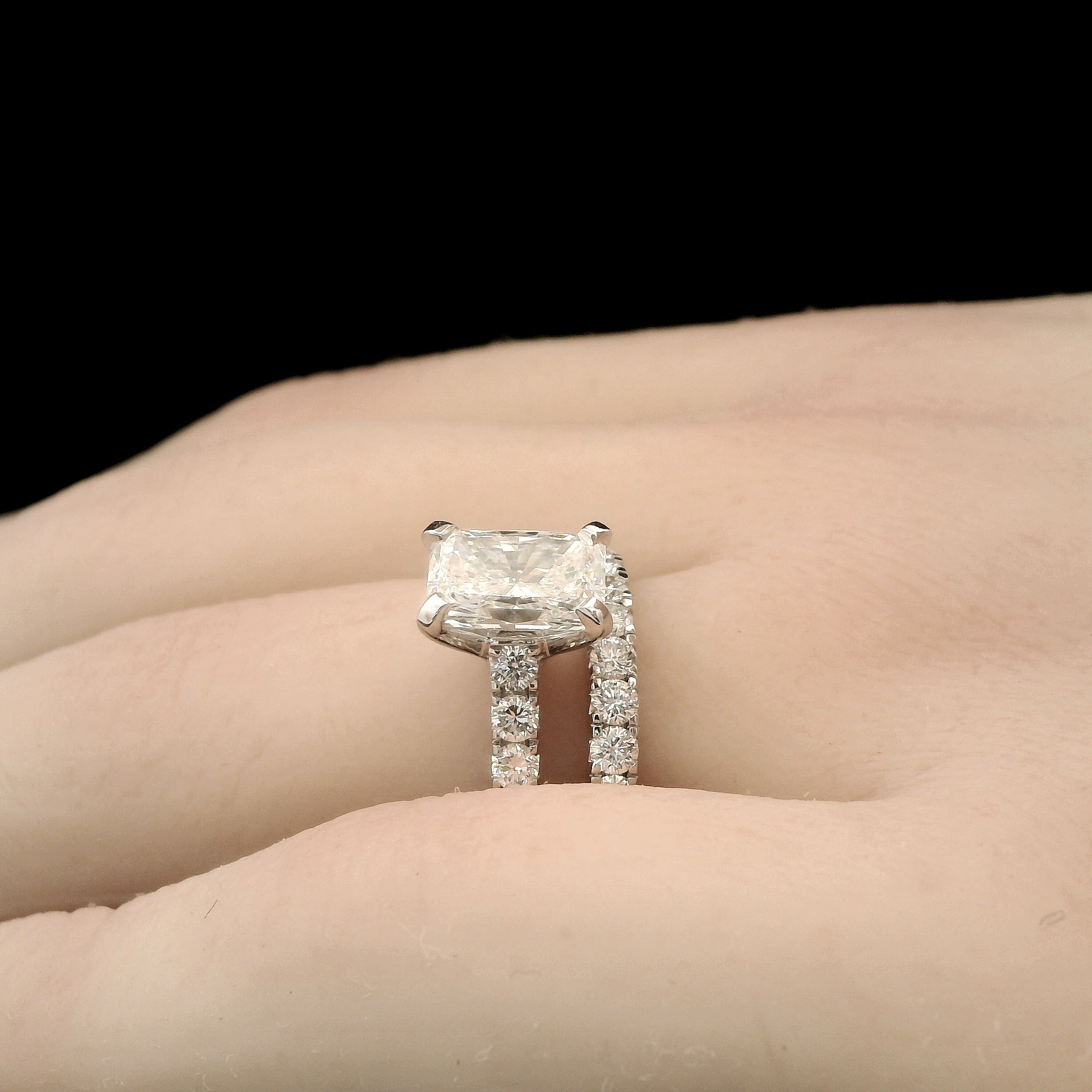 Elegant Radiant Engagement Ring Set