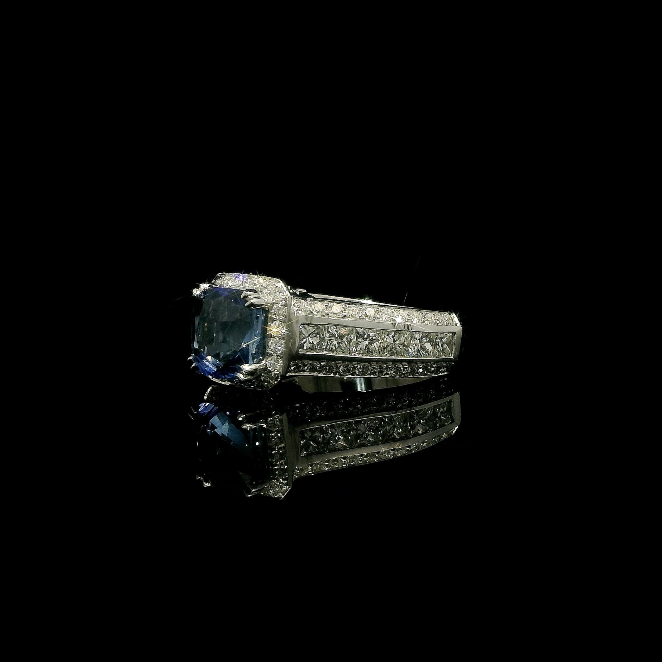 One of a Kind Blue Burmese Sapphire and Diamond Ring by MaMél Lux
