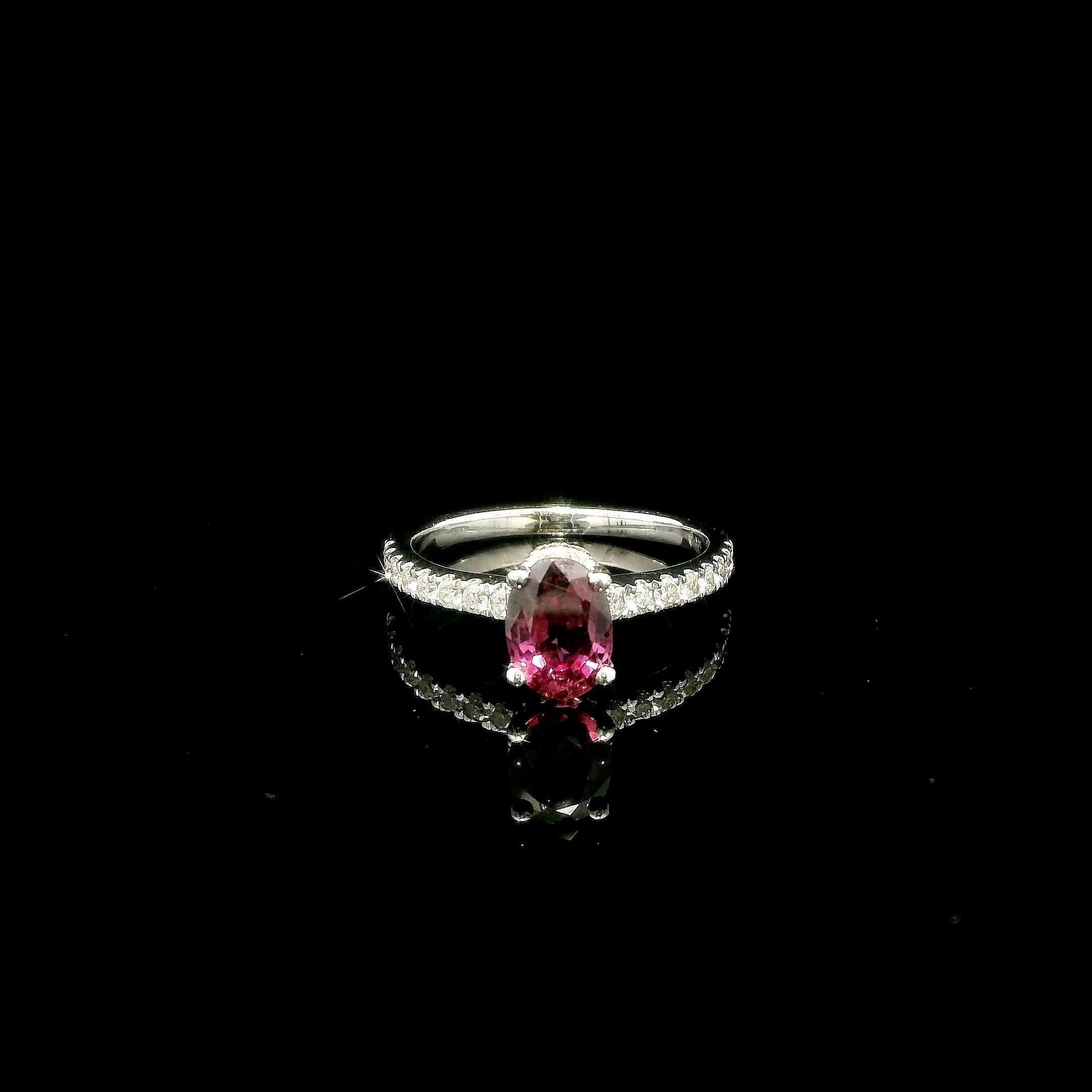 Raspberry Purple Sapphire Diamond Ring