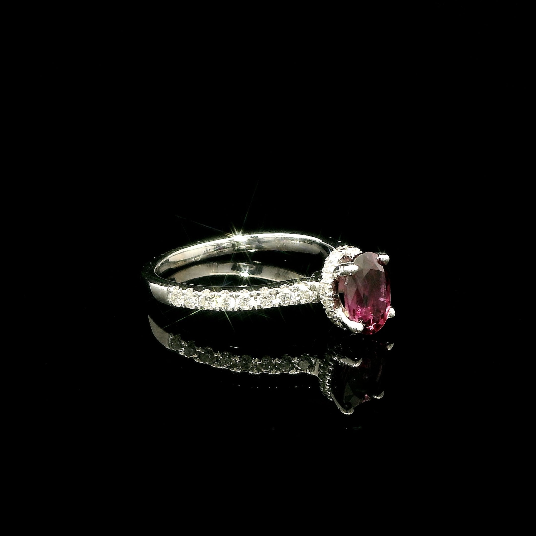 Raspberry Purple Sapphire Diamond Ring