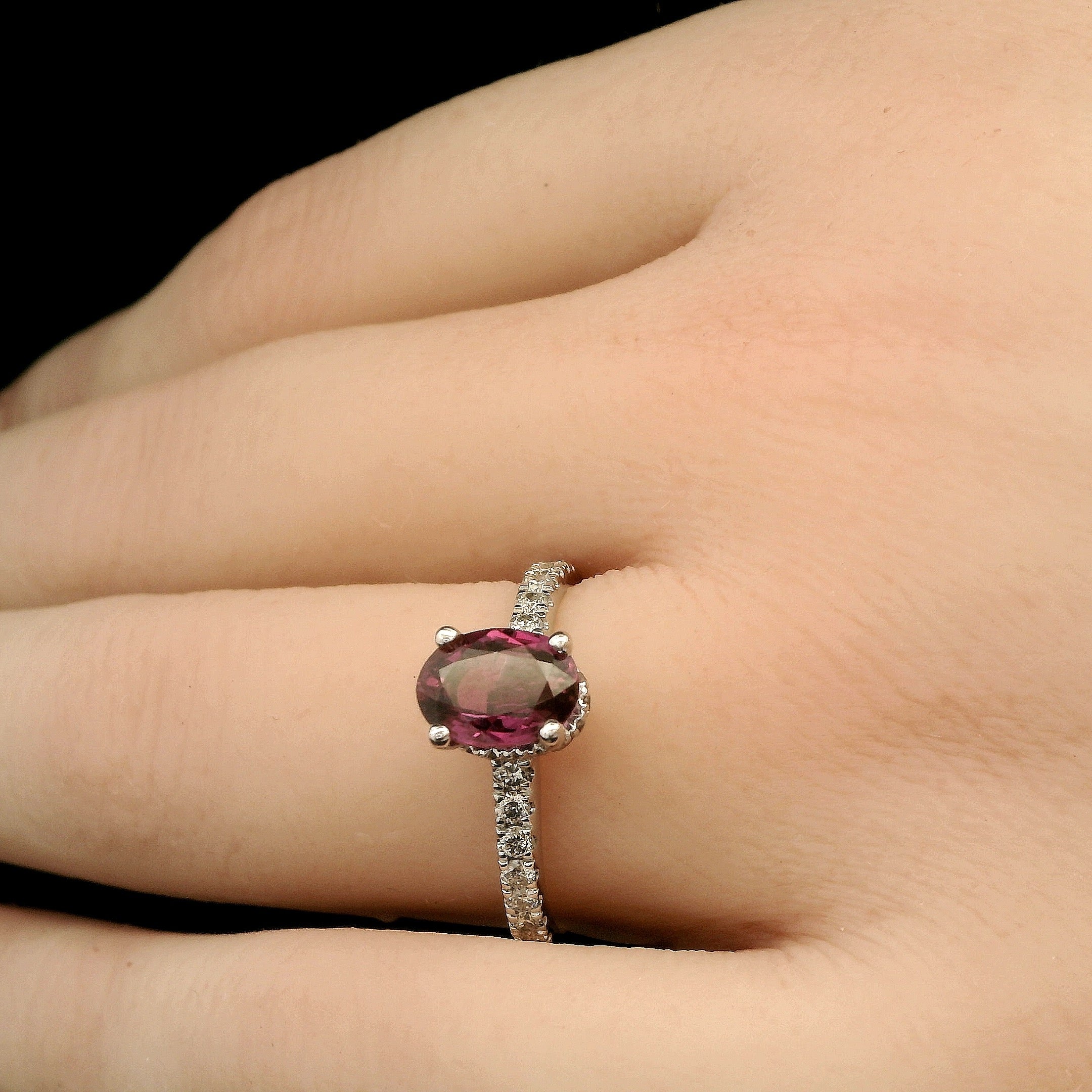 Raspberry Purple Sapphire Diamond Ring