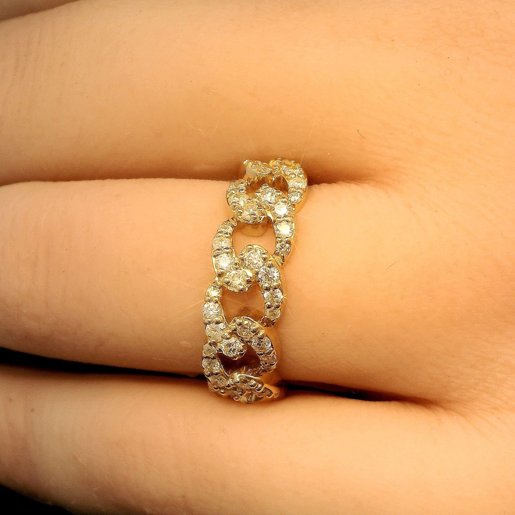 Natural Diamond Cuban Gold Band