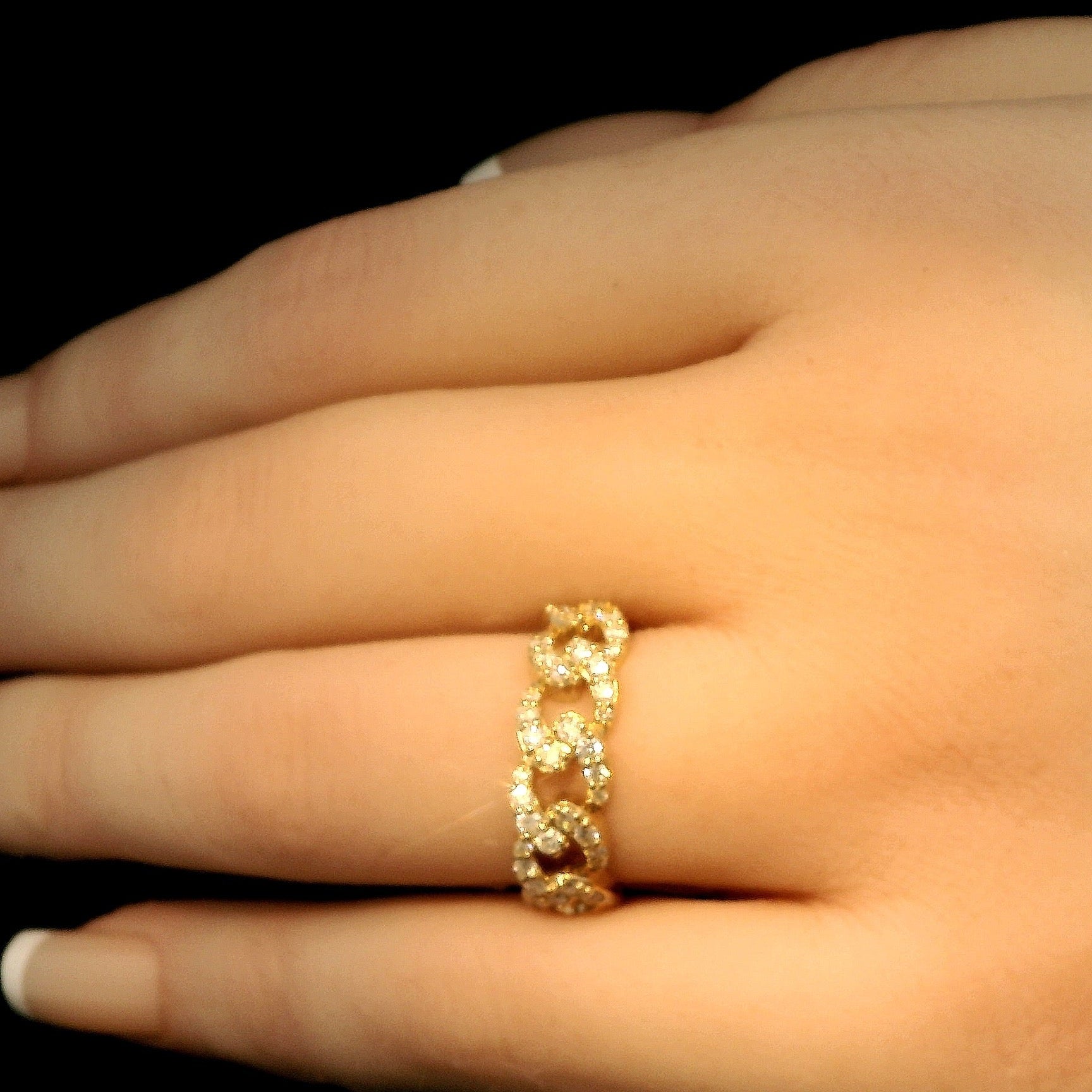 Natural Diamond Cuban Gold Band