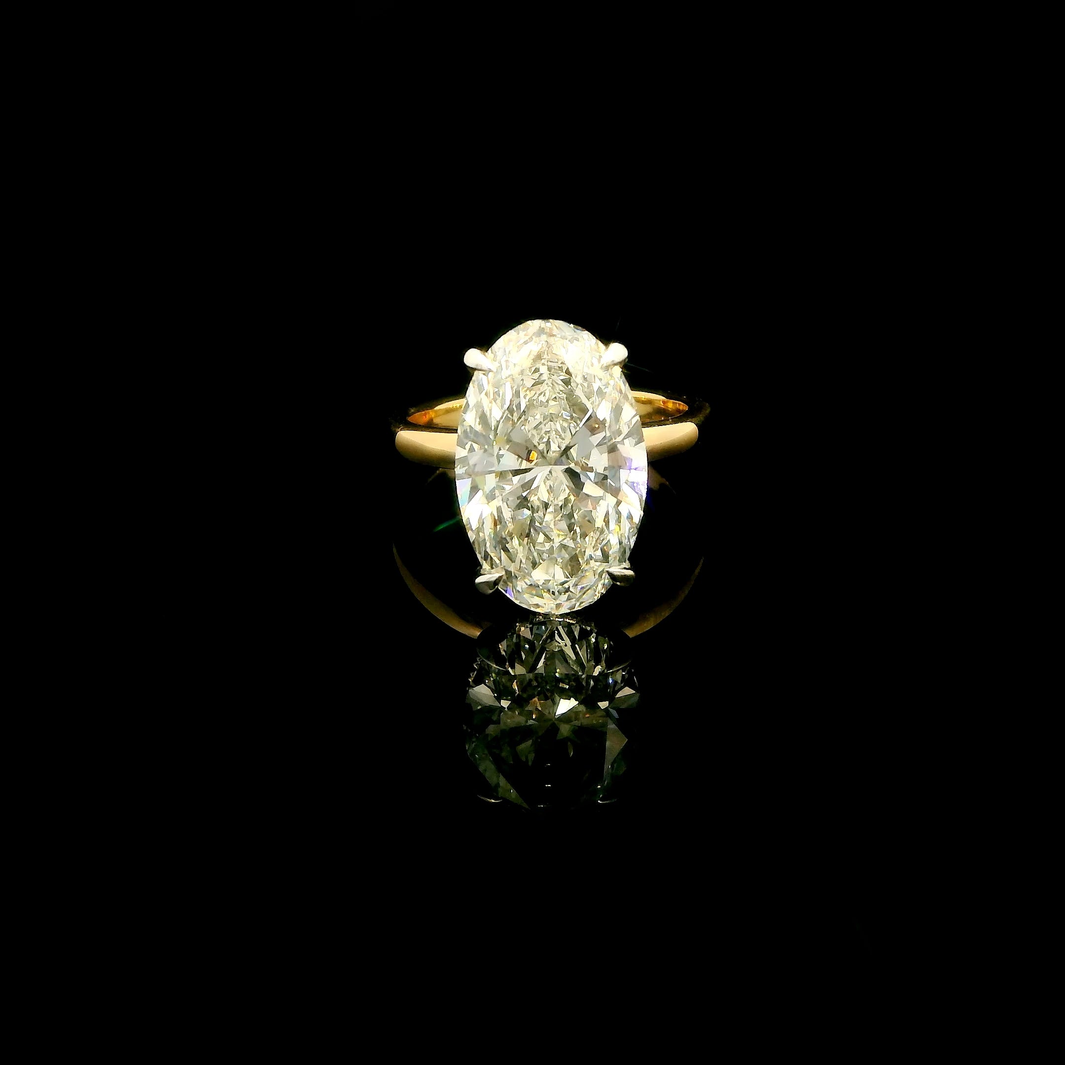 6.50 Carat Oval Lab Grown Diamond Hidden Birthstone and initials Engagement Ring