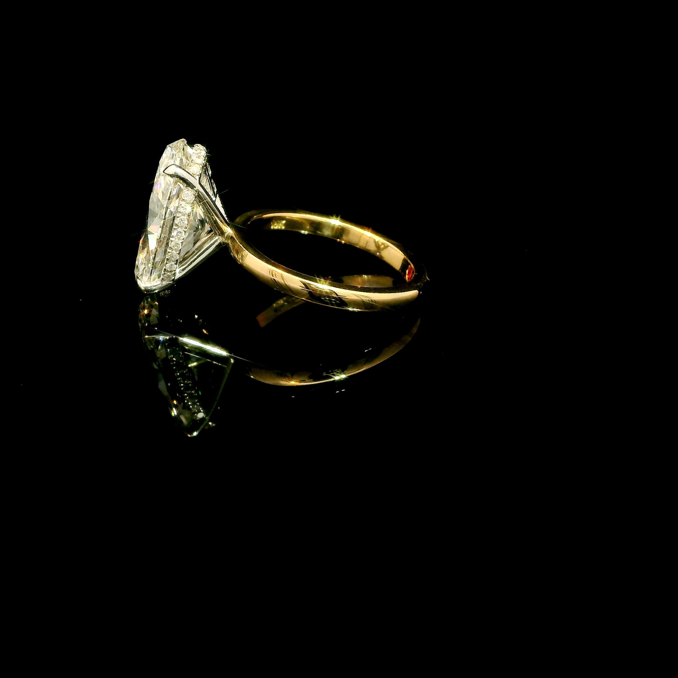 6.50 Carat Oval Lab Grown Diamond Hidden Birthstone and initials Engagement Ring