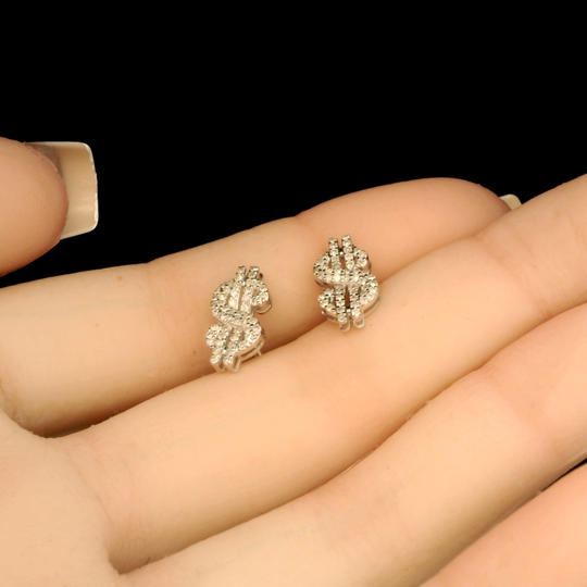 Dollar sign ultimate boss diamond earrings