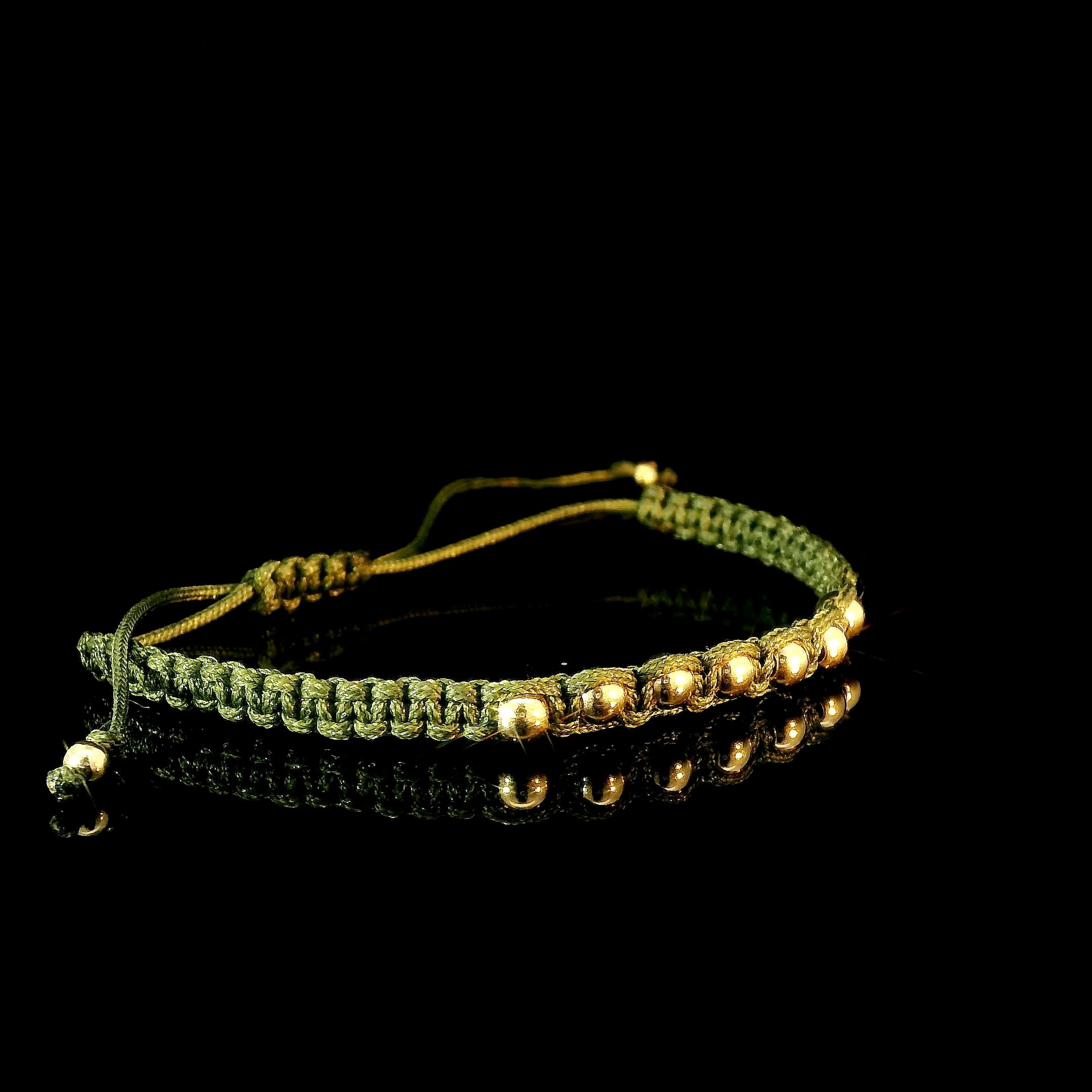 Adjustable 14K Gold Bead Woven Bracelet