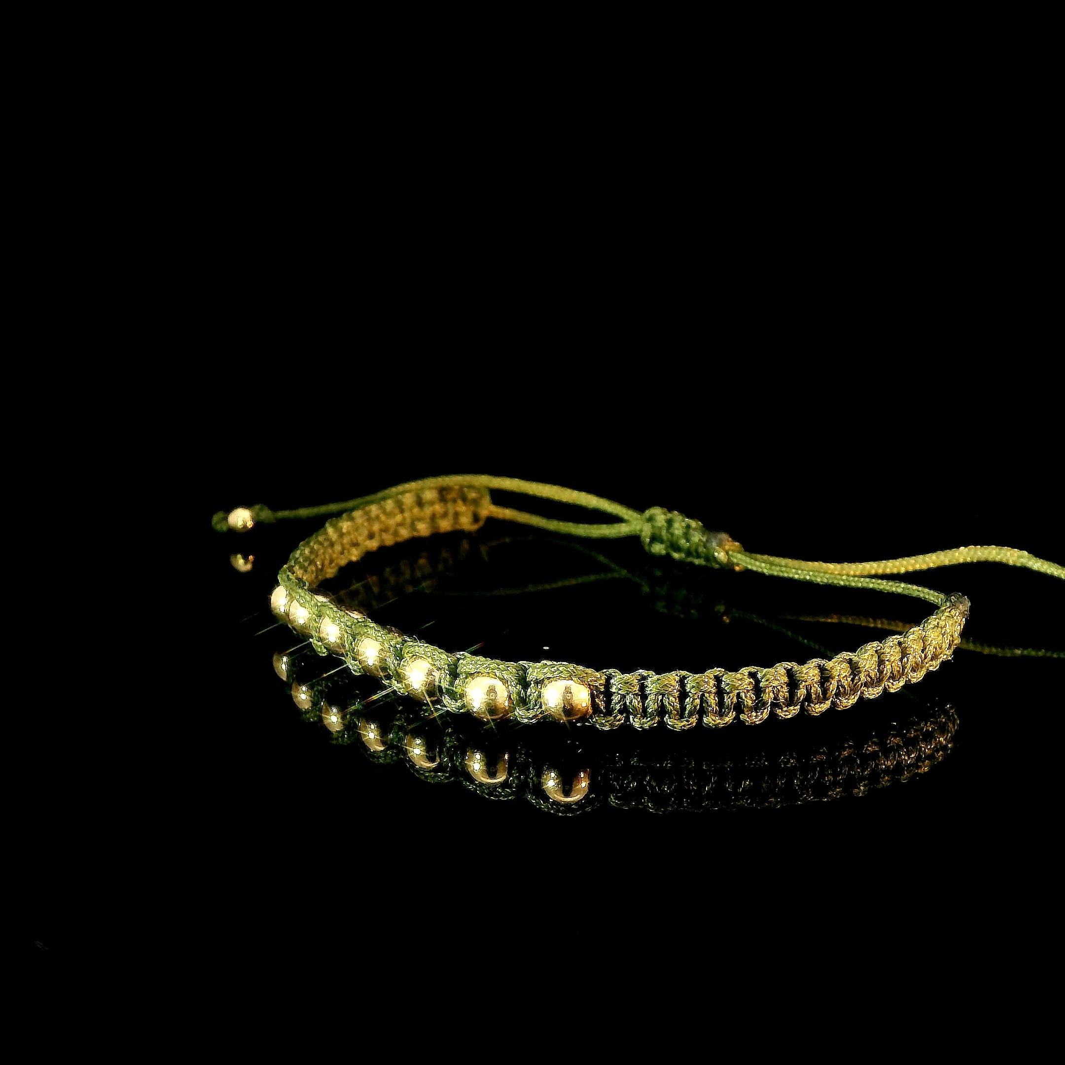 Adjustable 14K Gold Bead Woven Bracelet