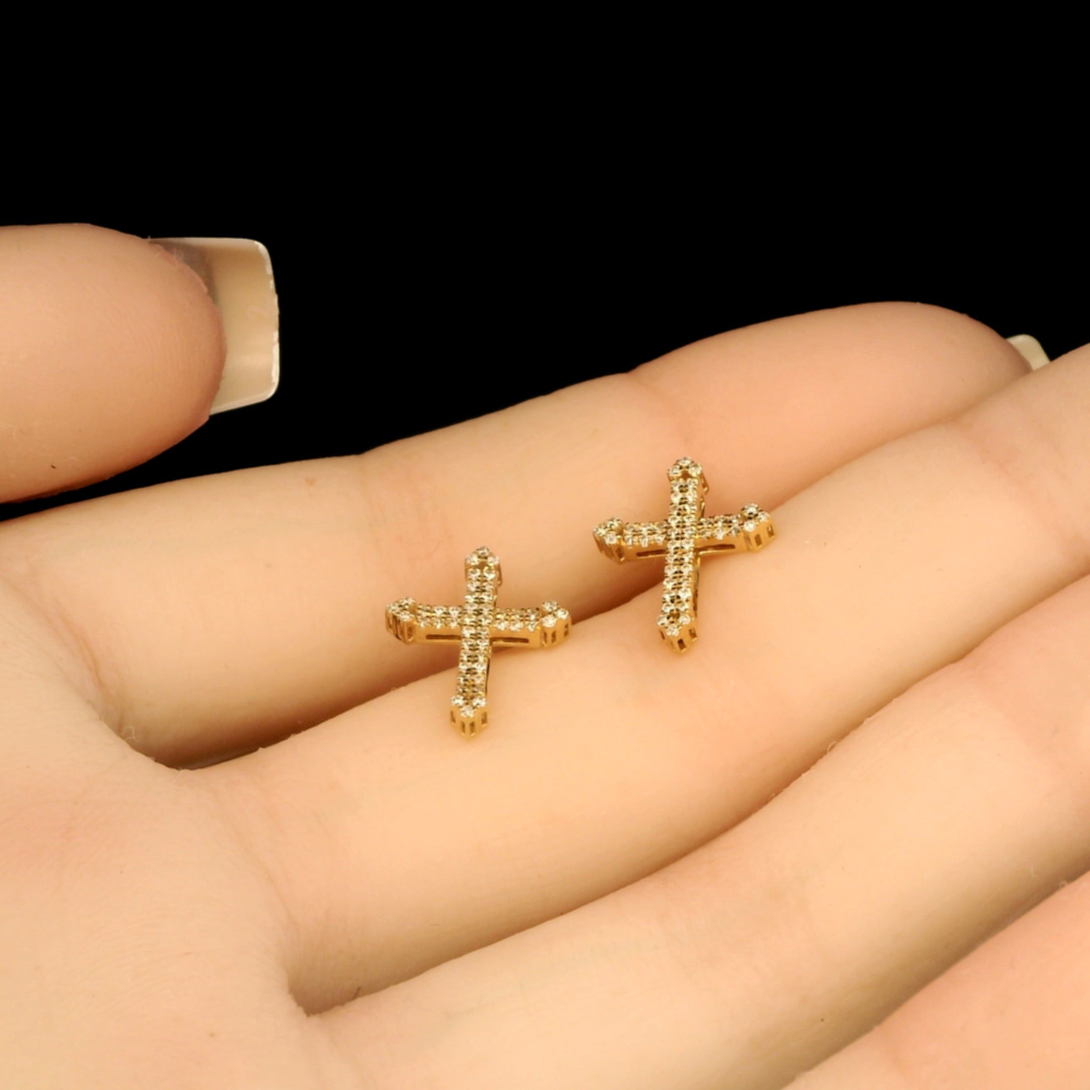 Diamond Cross Earrings by MaMel Lux S