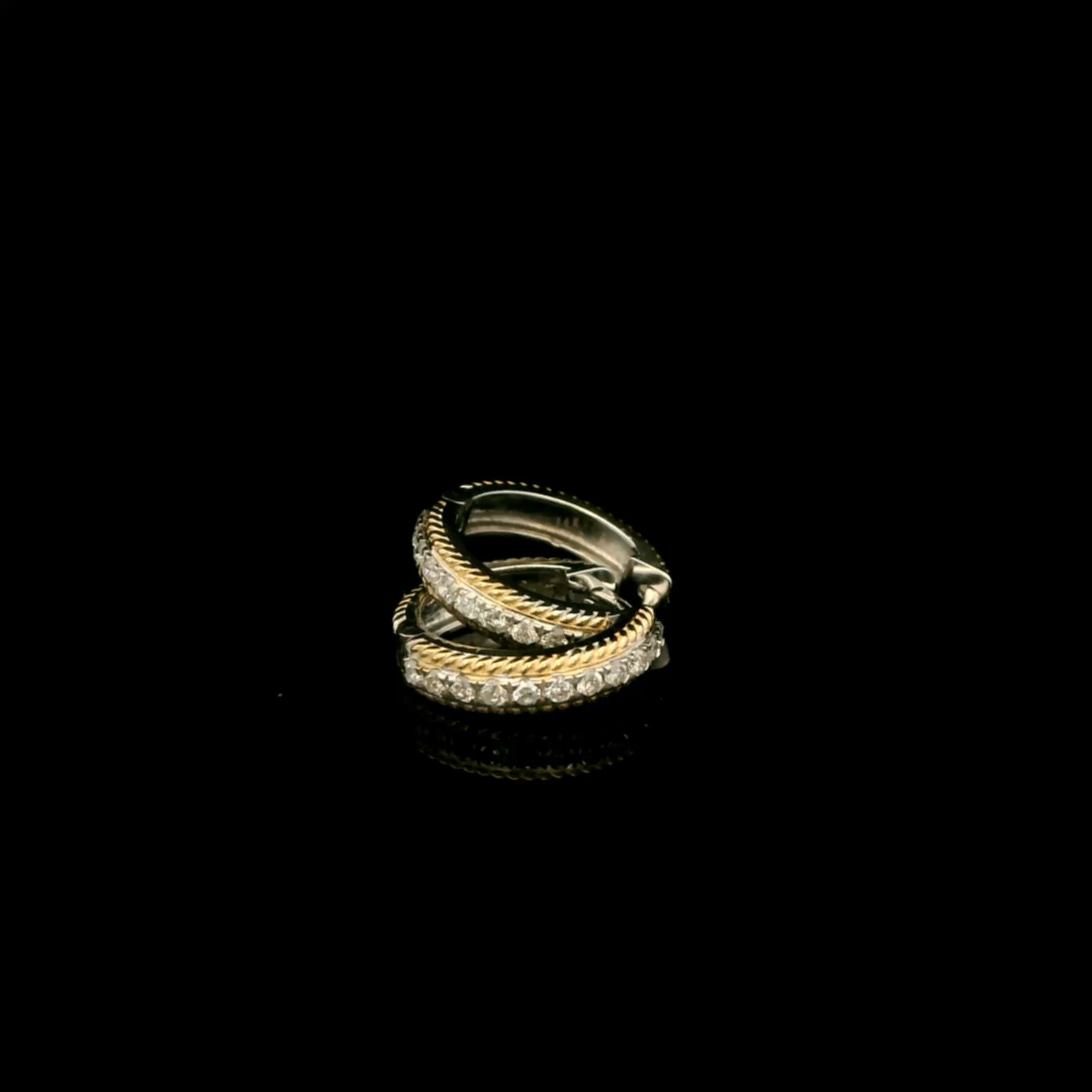 Petite Diamond Hoops with Braided Gold Detail
