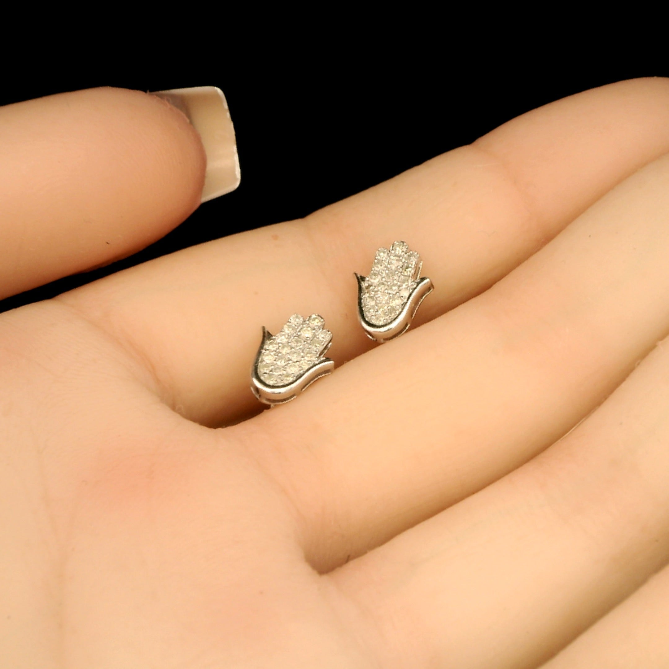 Petit Diamond Hamsa Earrings