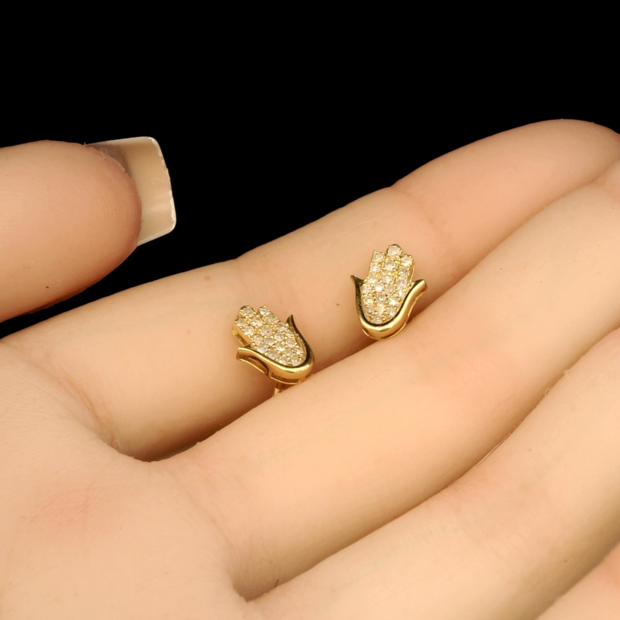 Petit Diamond Hamsa Earrings