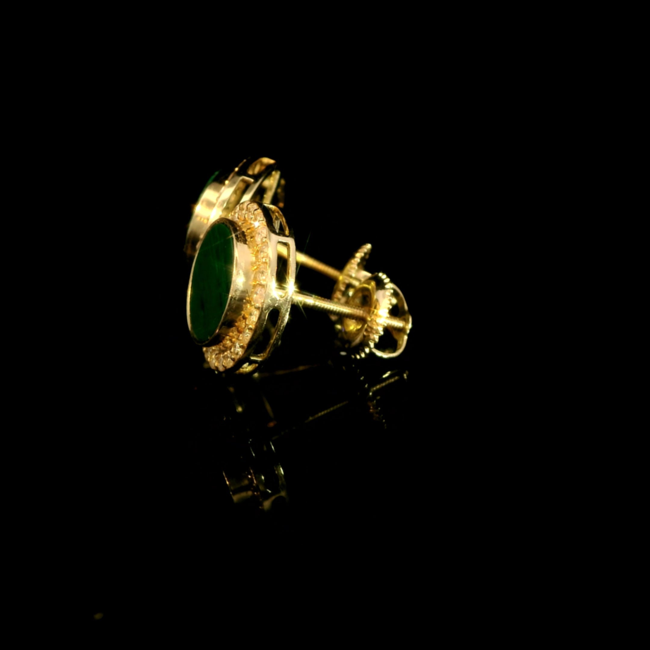 Malachite and Diamond Bezel Earrings