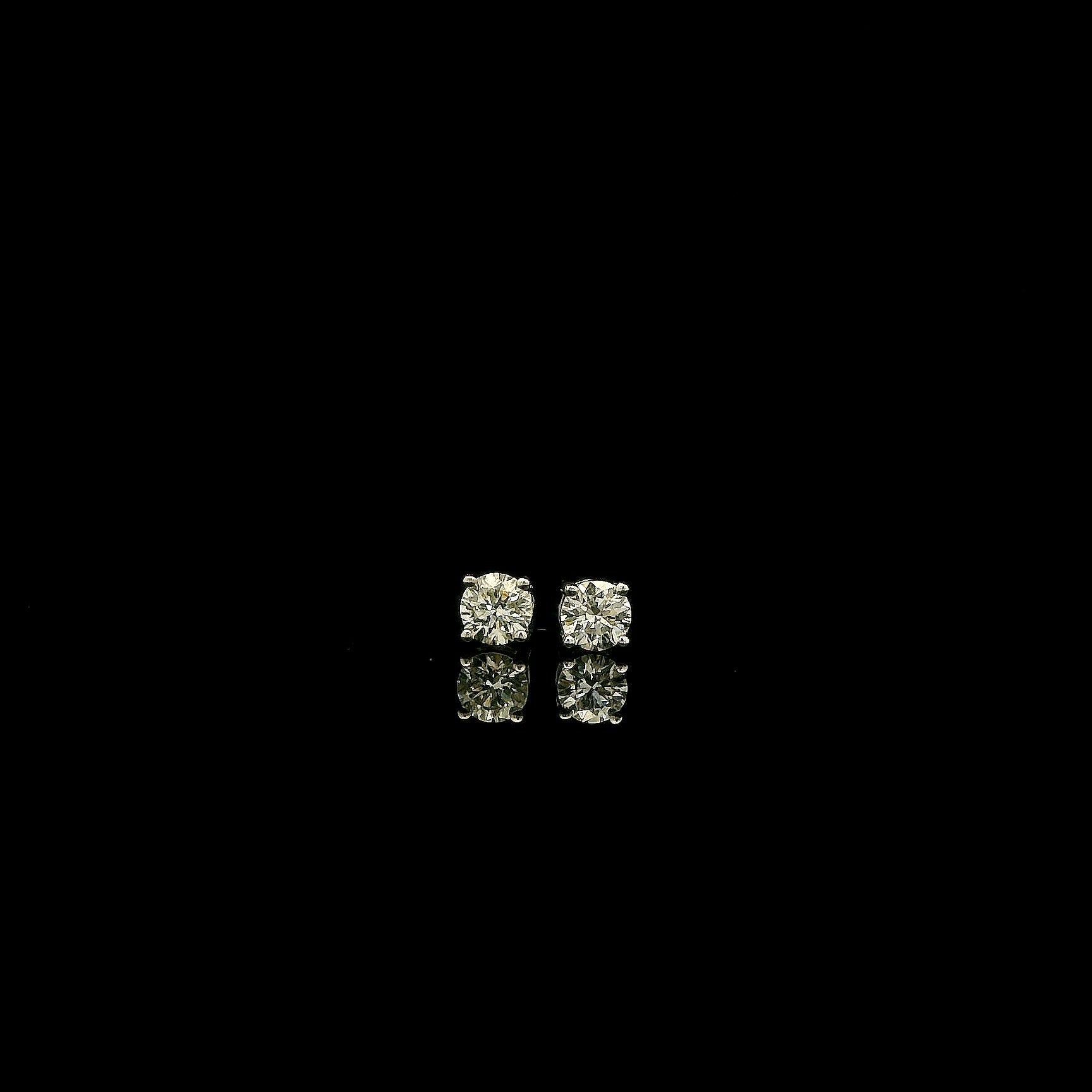 Small Classic Diamond Gold Studs with Natural Diamonds