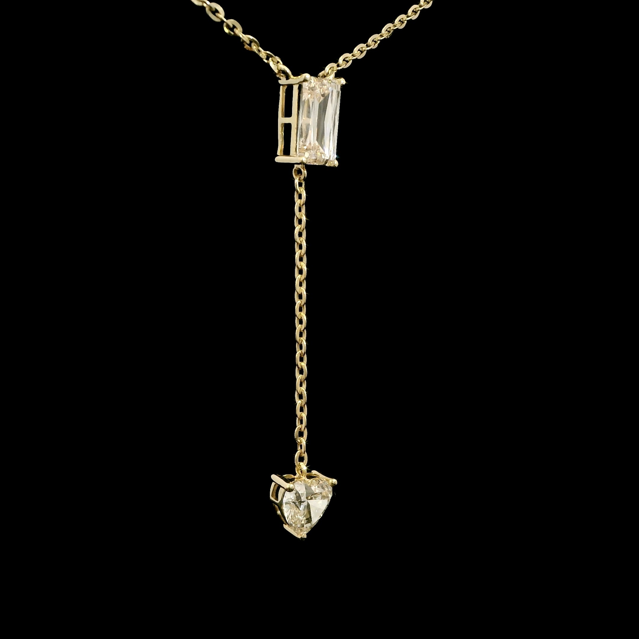 Ashoka and heart shape diamond dangling pendant