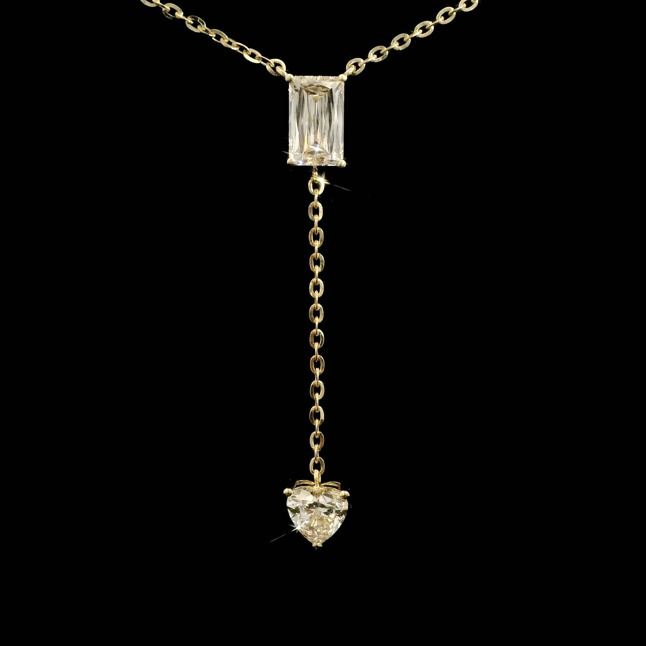 Ashoka and heart shape diamond dangling pendant