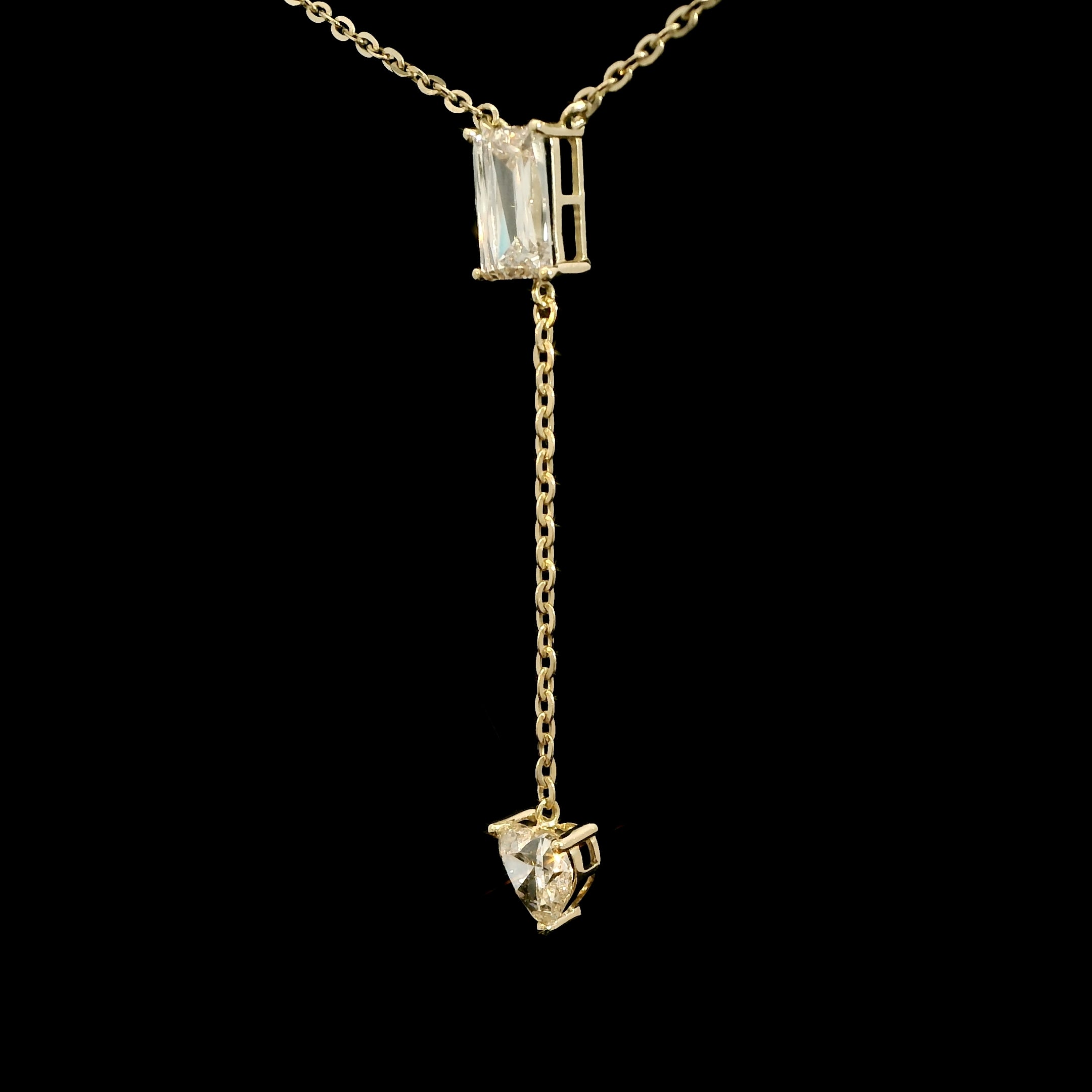 Ashoka and heart shape diamond dangling pendant