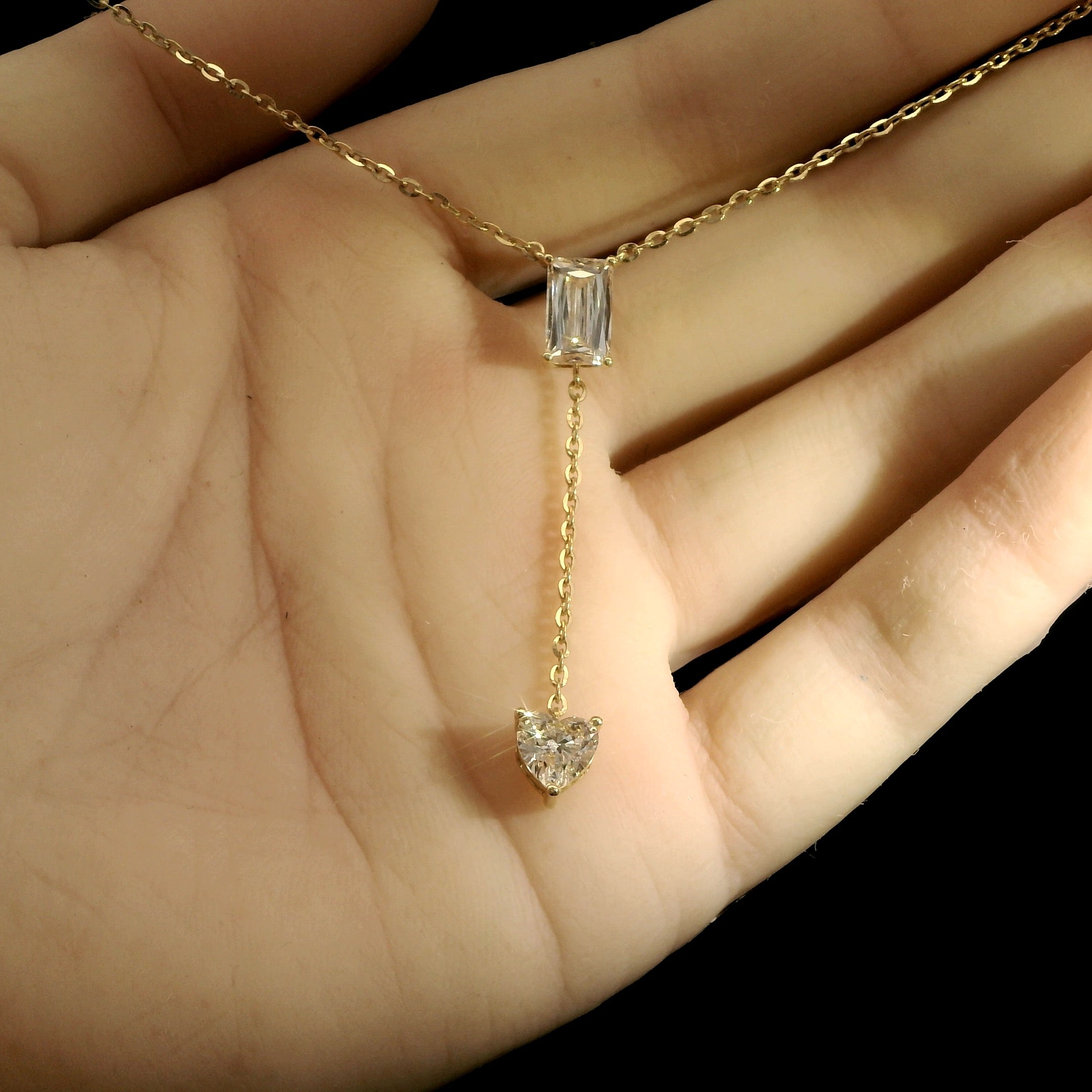 Ashoka and heart shape diamond dangling pendant