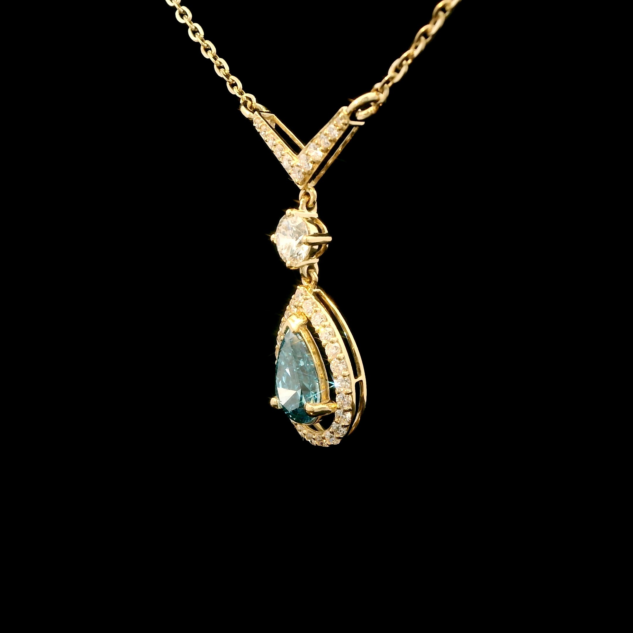 Blue Teardrop Diamond Pendant – MaMél Lux