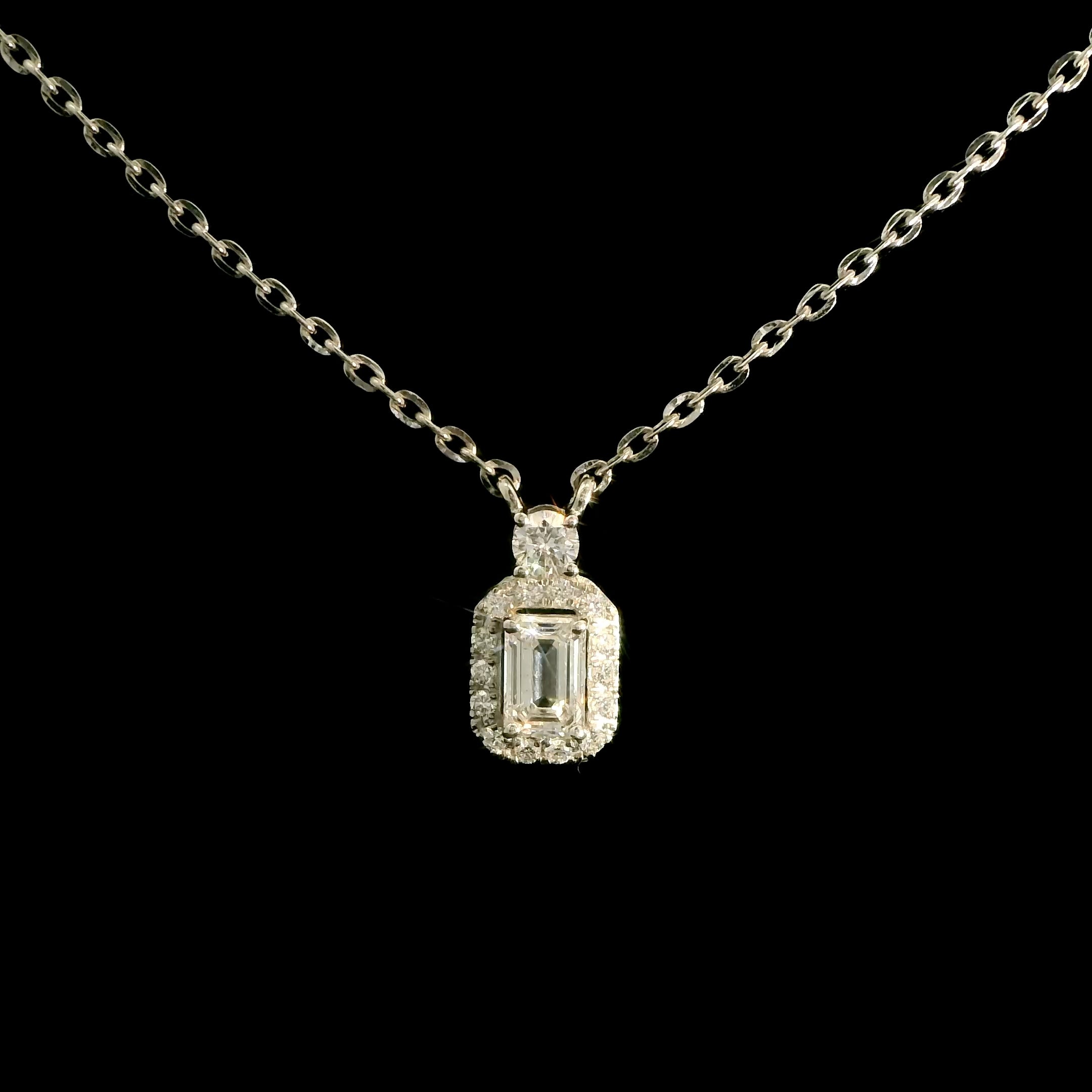 The Radiant Grace Emerald Cut Halo Necklace by MaMel Lux