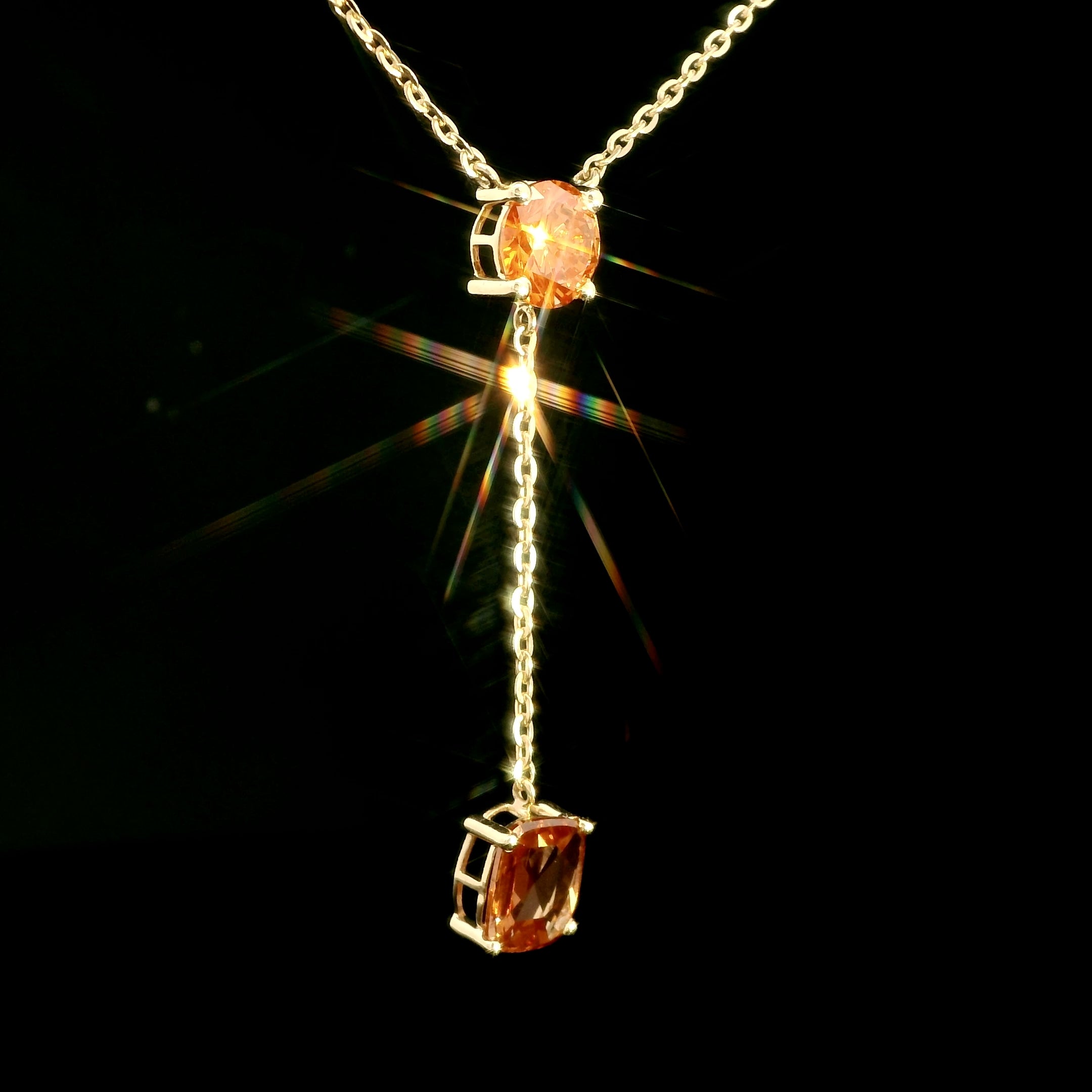 Orange Lab-Grown Diamond Drop Necklace – 14kt Gold | MaMél Lux