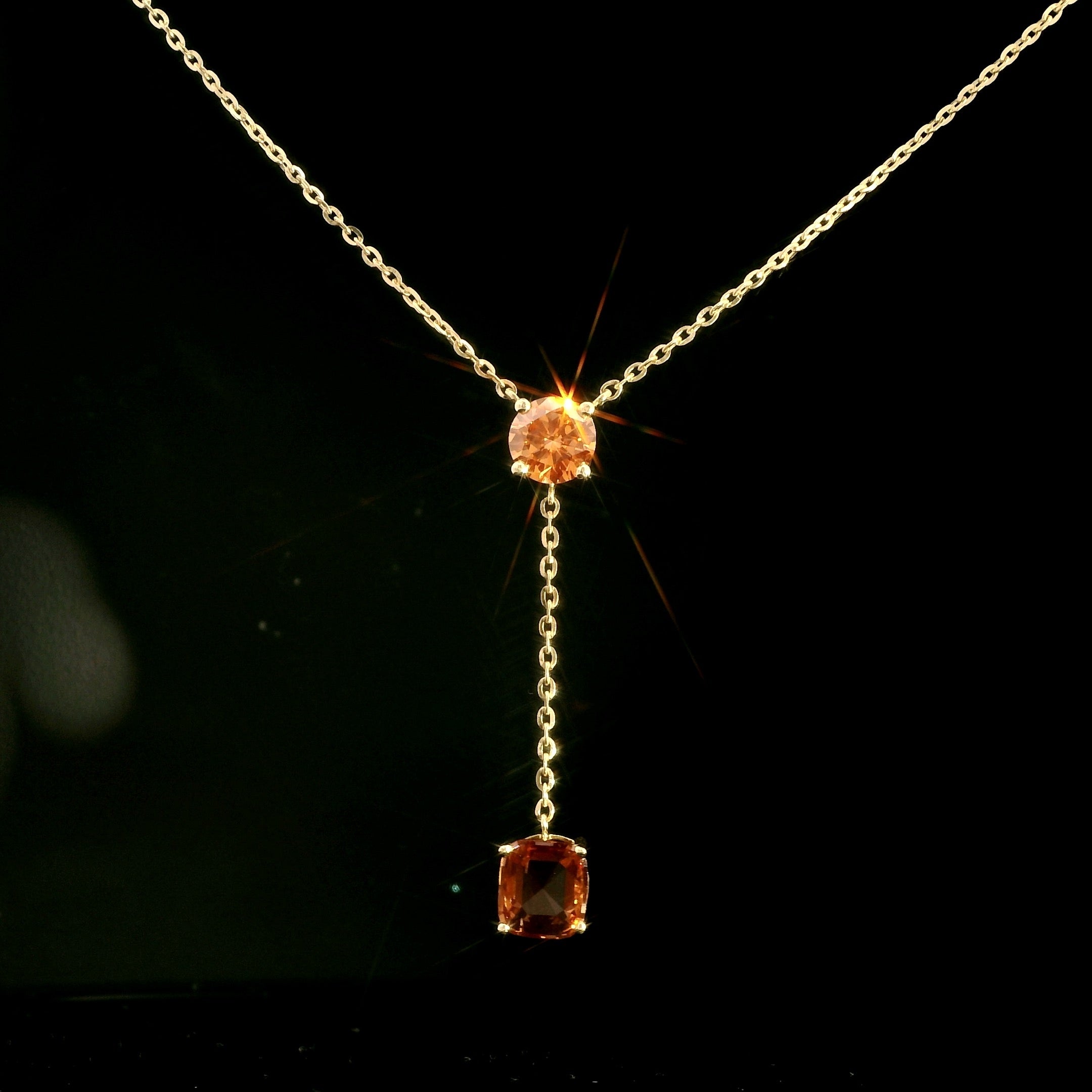Orange Lab-Grown Diamond Drop Necklace – 14kt Gold | MaMél Lux
