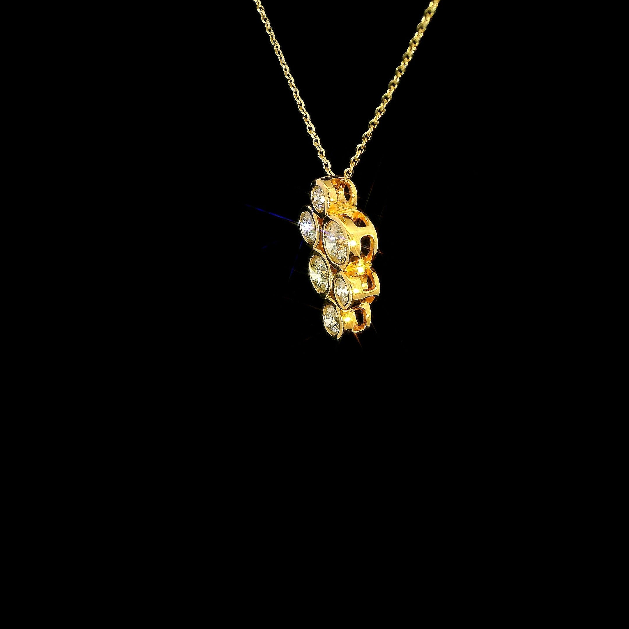 Bezel Set Diamond Grape Necklace in 14K Gold with Natural Diamonds