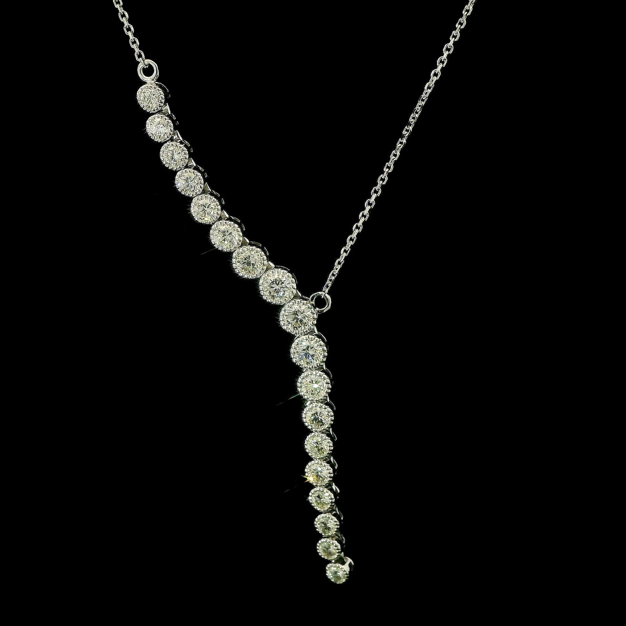 Graduating Natural Diamond Lariat Necklace in 14kt gold
