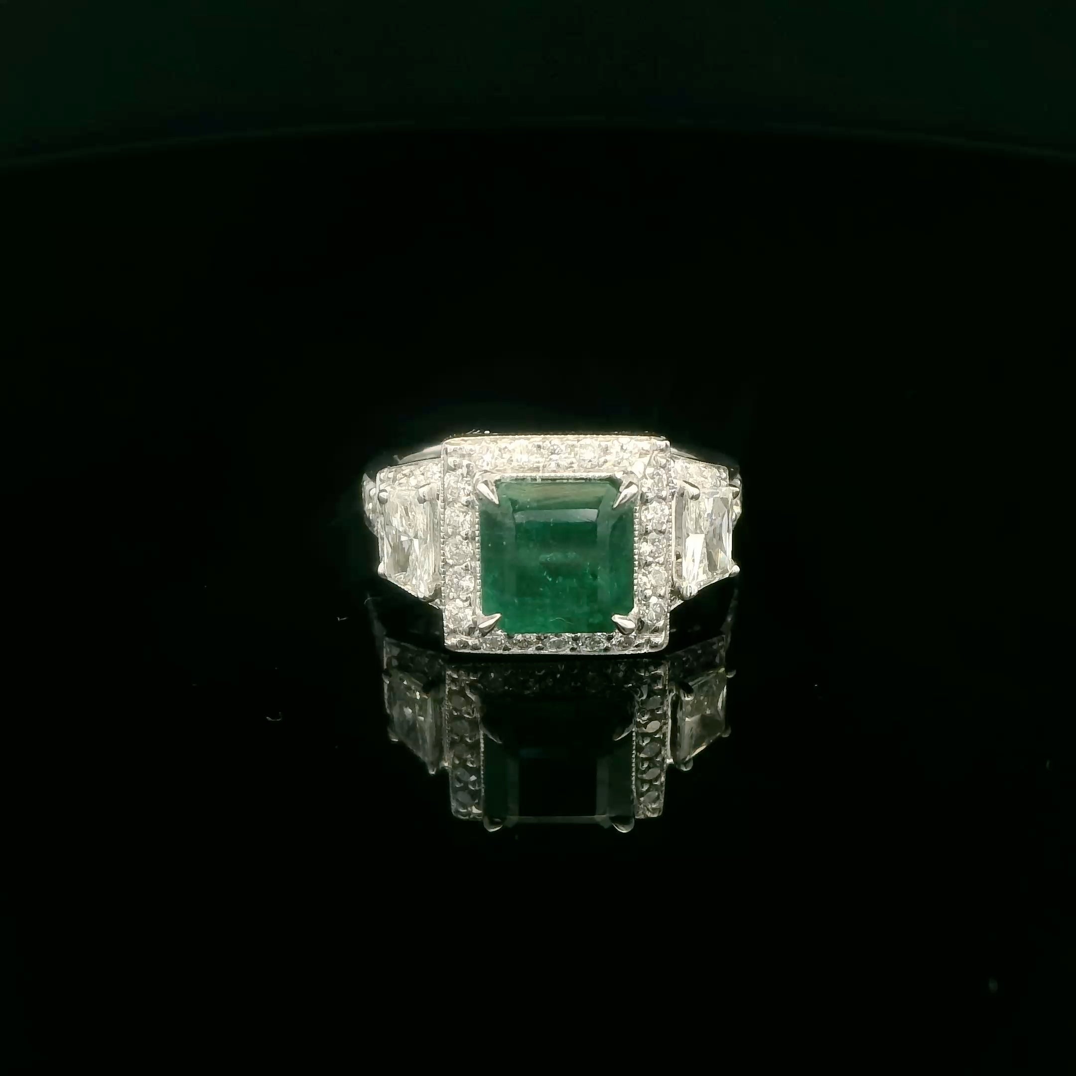 Natural Zambian Emerald and diamond unique gold ring