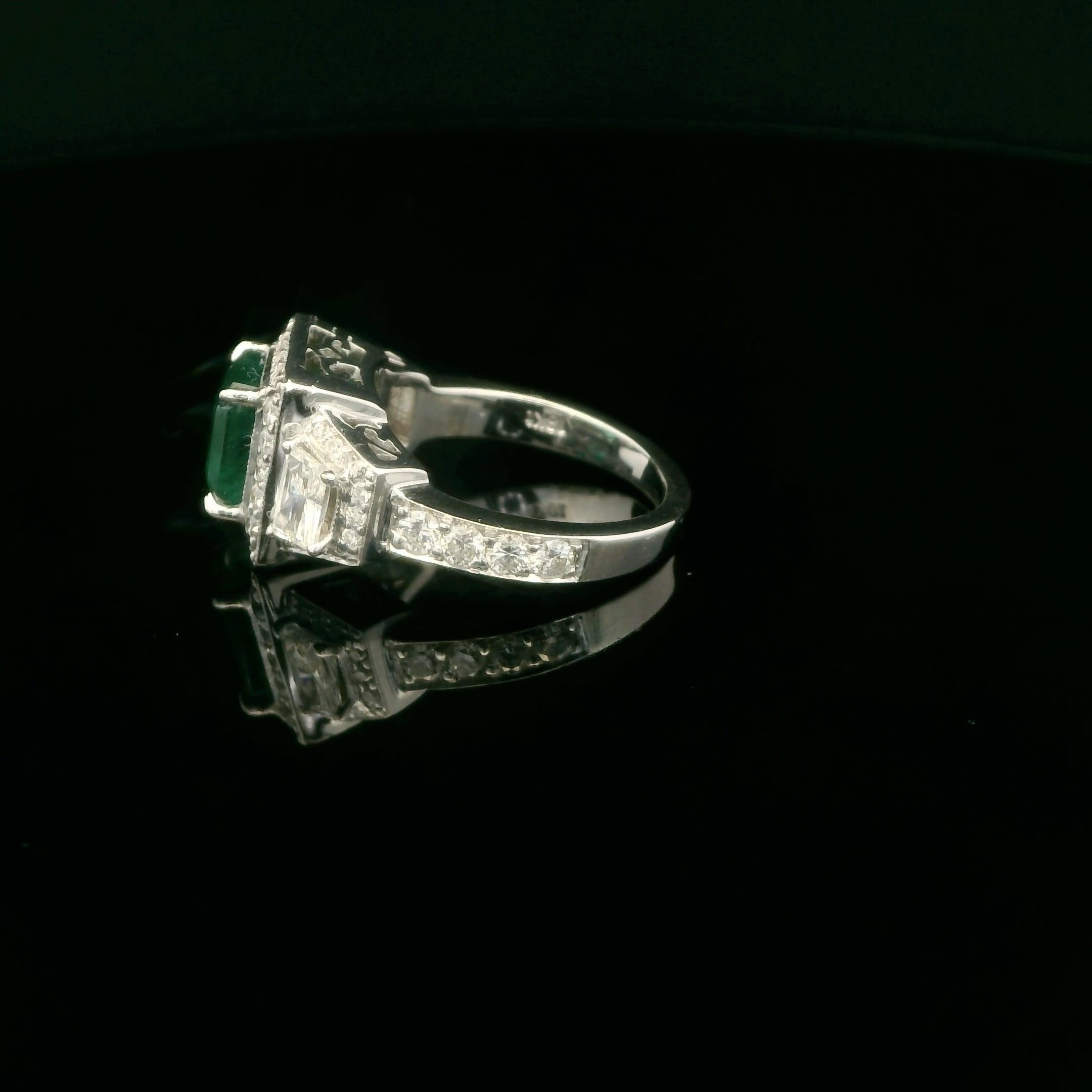 Natural Zambian Emerald and diamond unique gold ring
