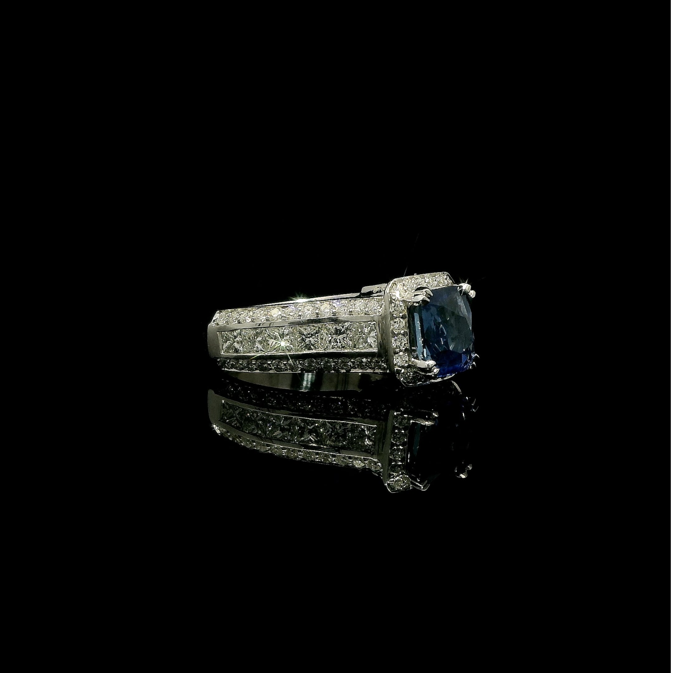 One of a Kind Blue Burmese Sapphire and Diamond Ring by MaMél Lux