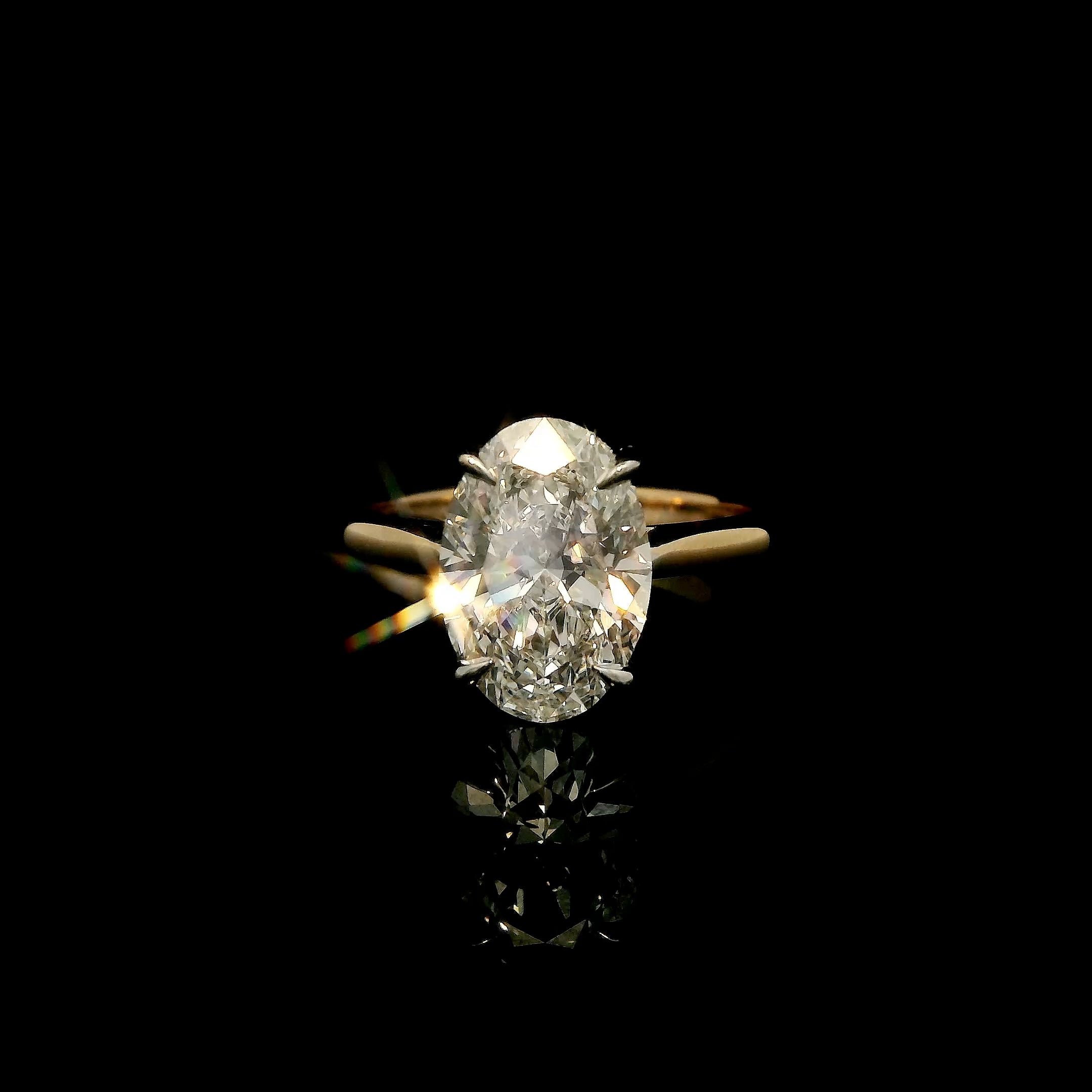 Oval Diamond Two Tone Engagement Ring